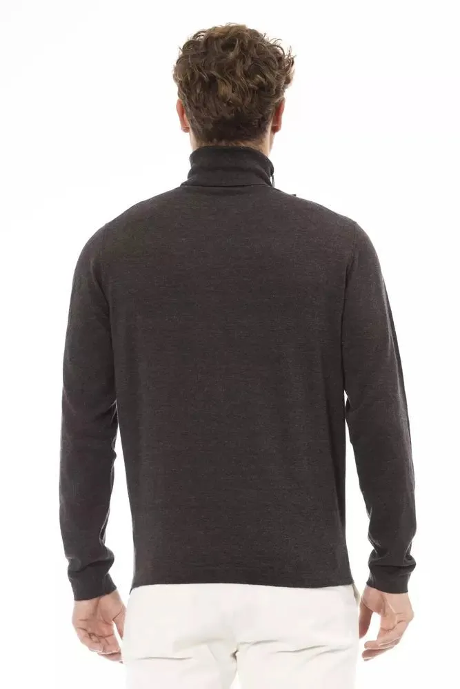 Alpha Studio Brown Cotton Men Sweater