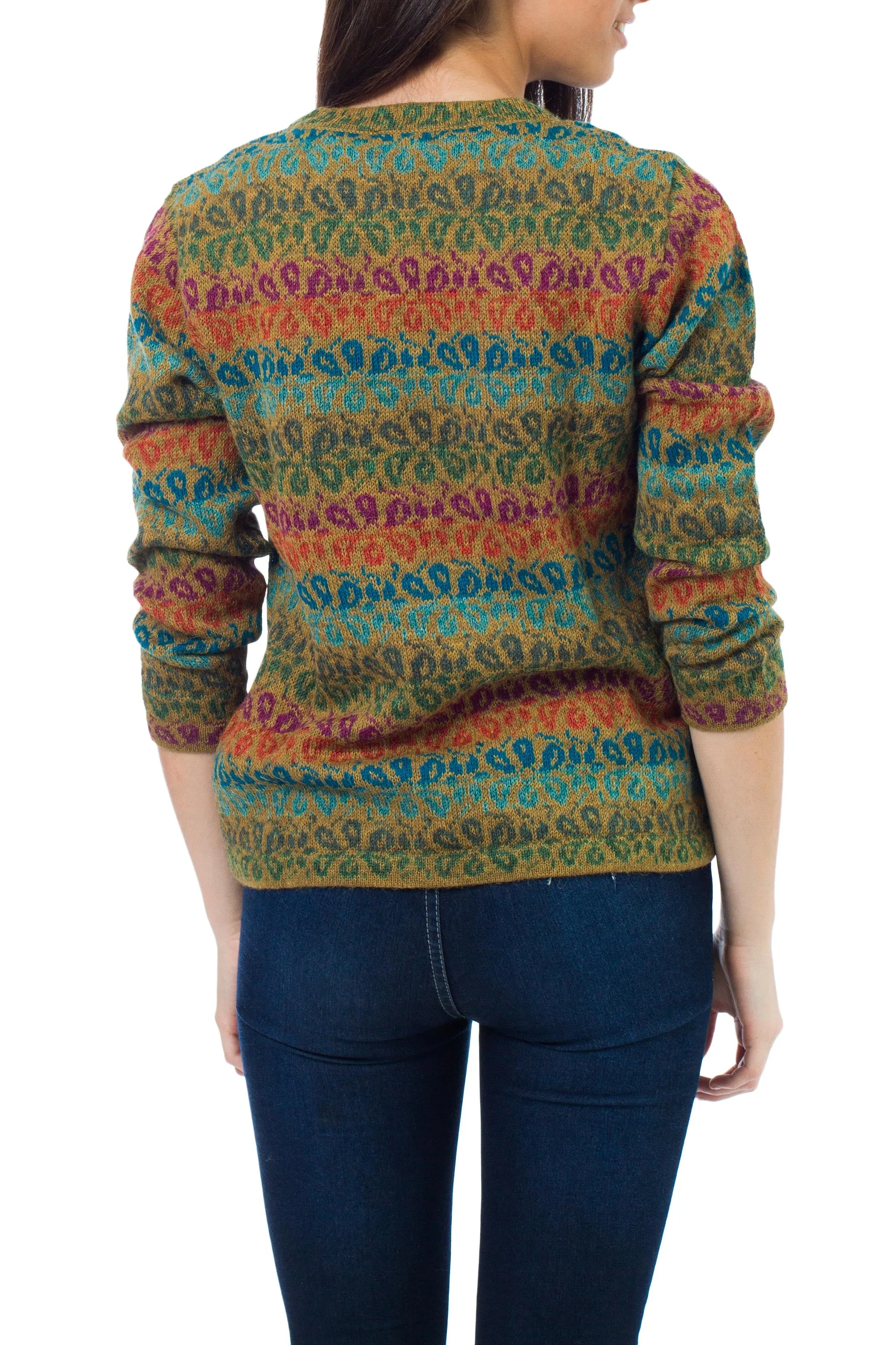 Andean Secret Alpaca Wool Art Knit Cardigan Sweater