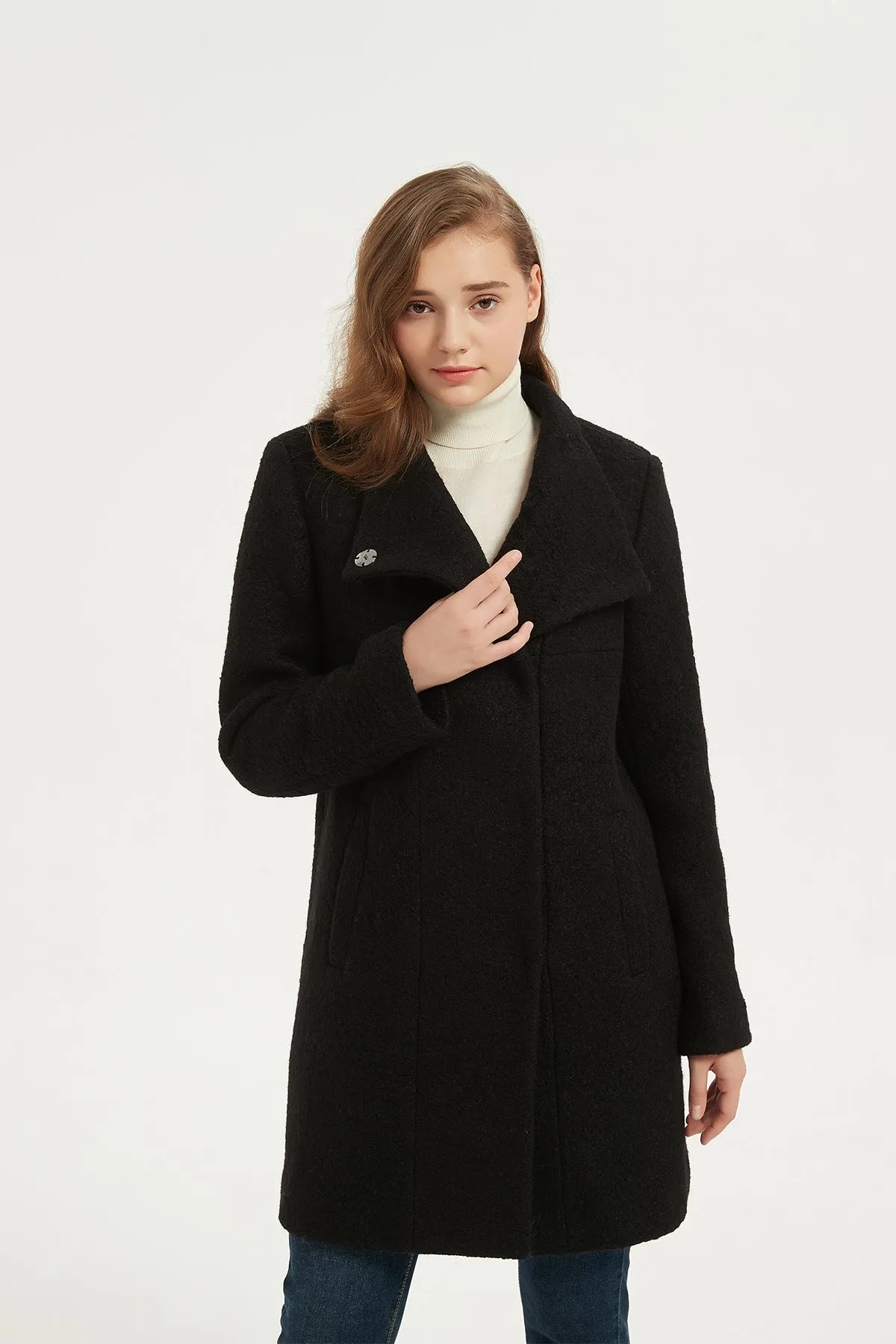 Asymmetrical Mid-Length Wool Coat & Jacket