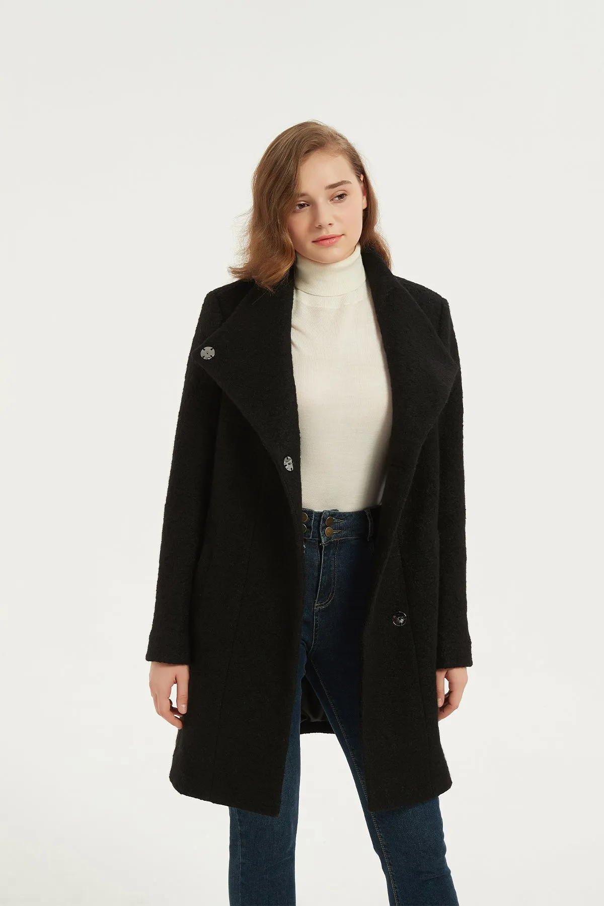 Asymmetrical Mid-Length Wool Coat & Jacket