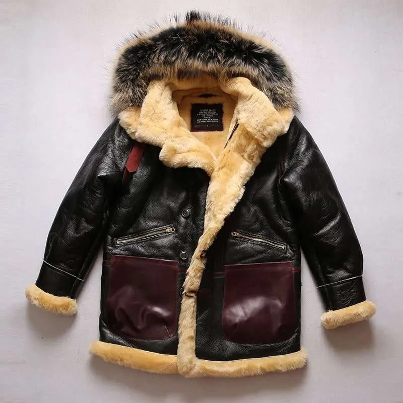 B7 Avfly European Size High Quality Sheep Leather Coat