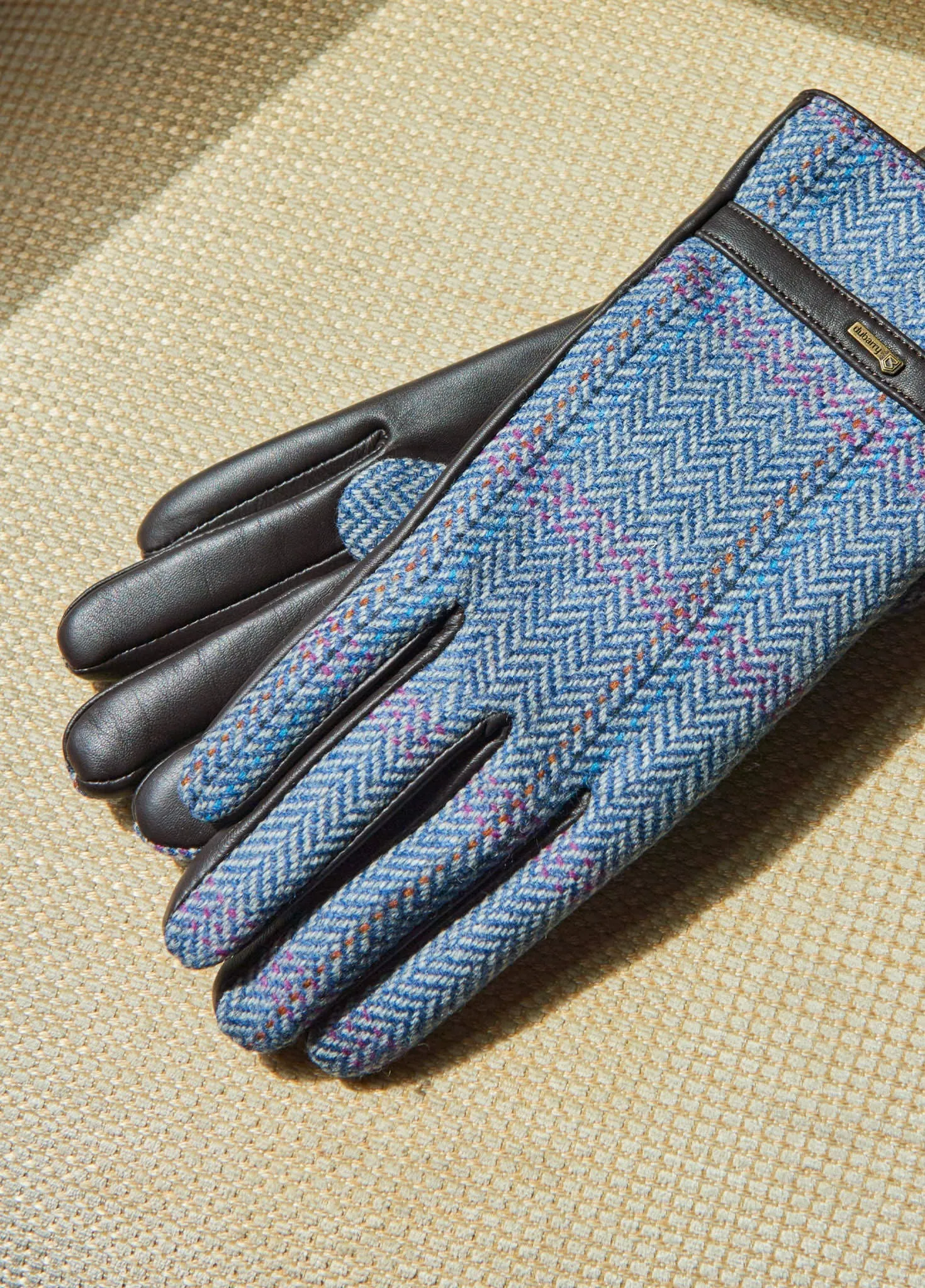 Ballycastle Ladies Tweed Leather Gloves - Denim Haze