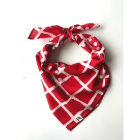 Bandana -   Red white  Geometric  Printed Cotton / Headband