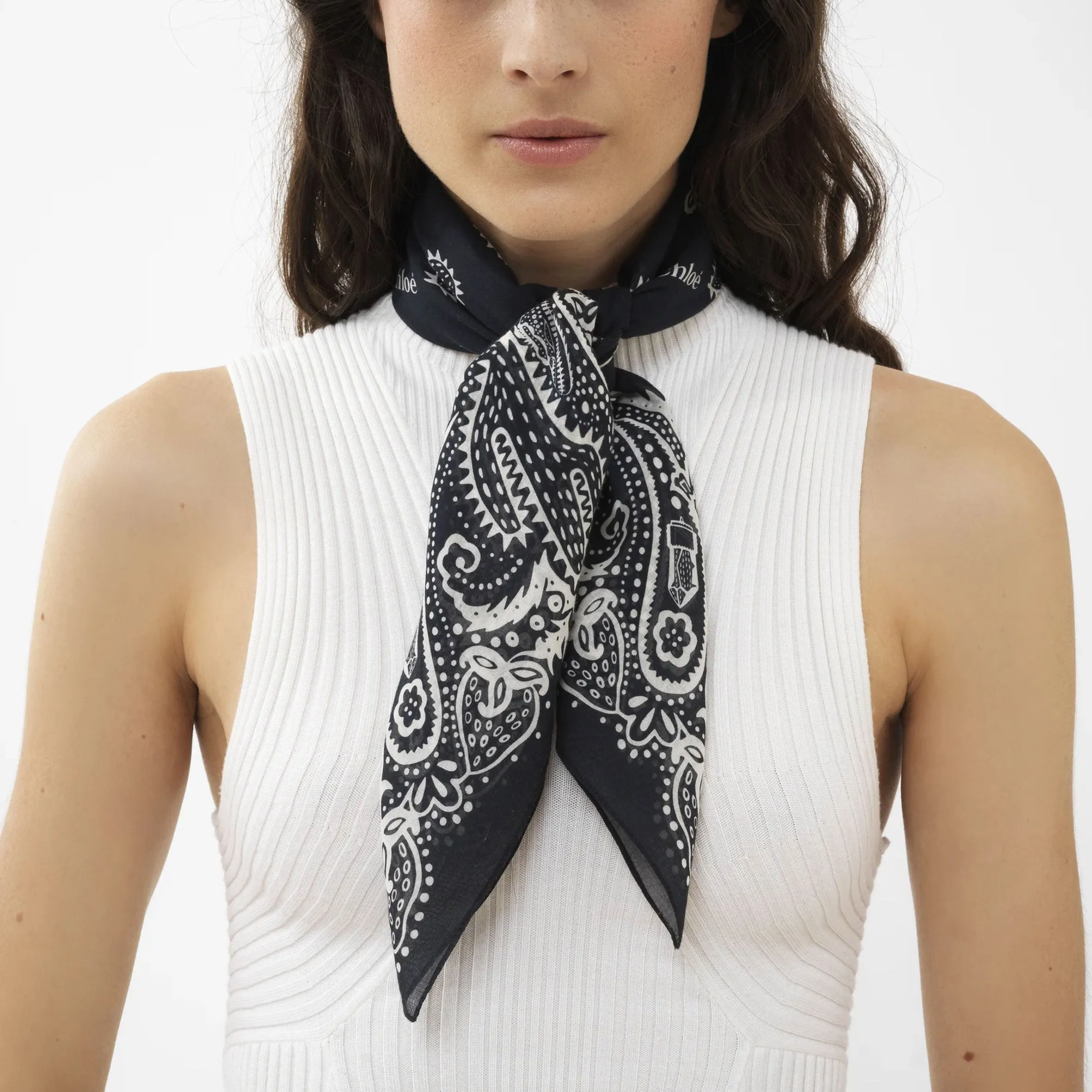 Bandana Scarf, White/Blue