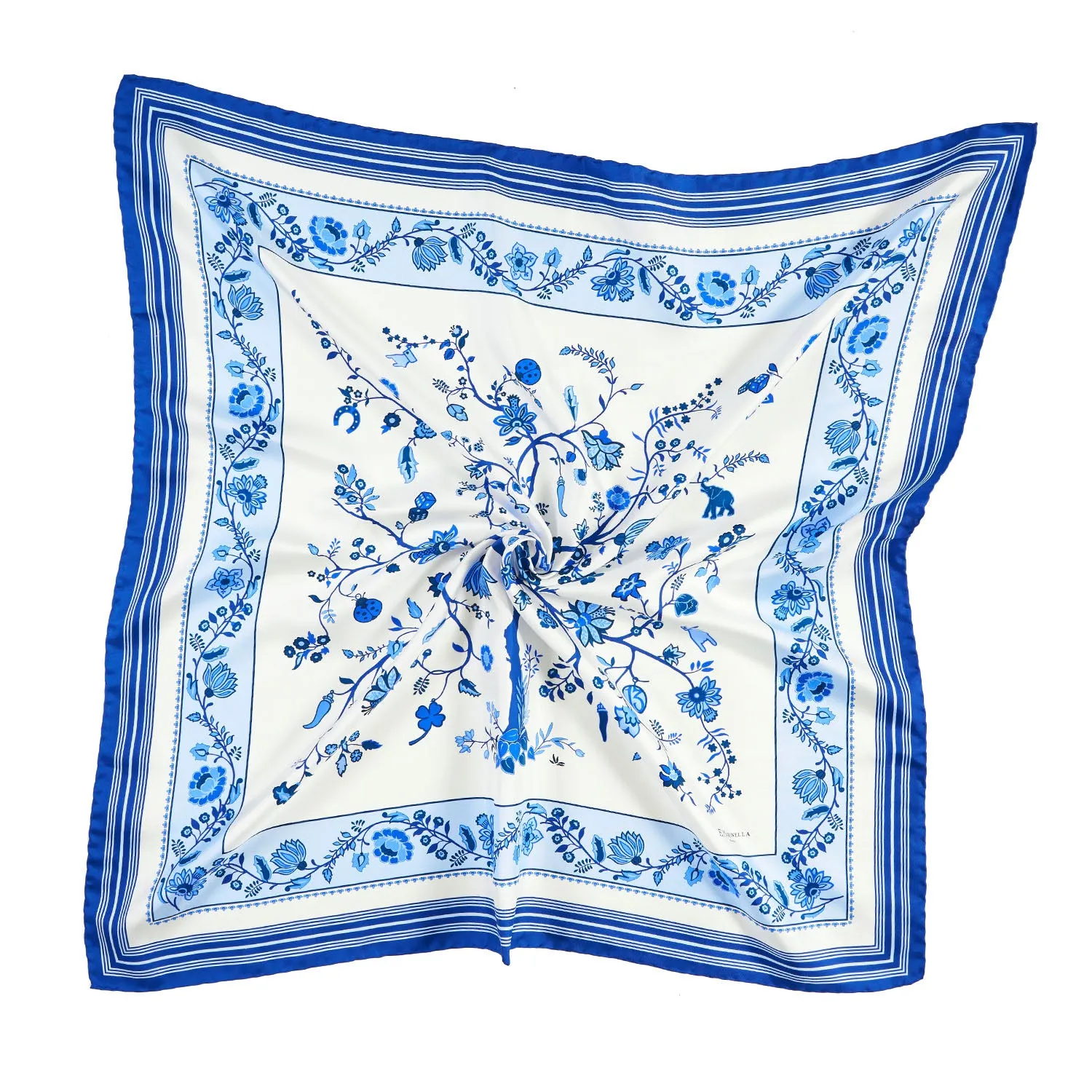 BLUE SILK SCARF 90