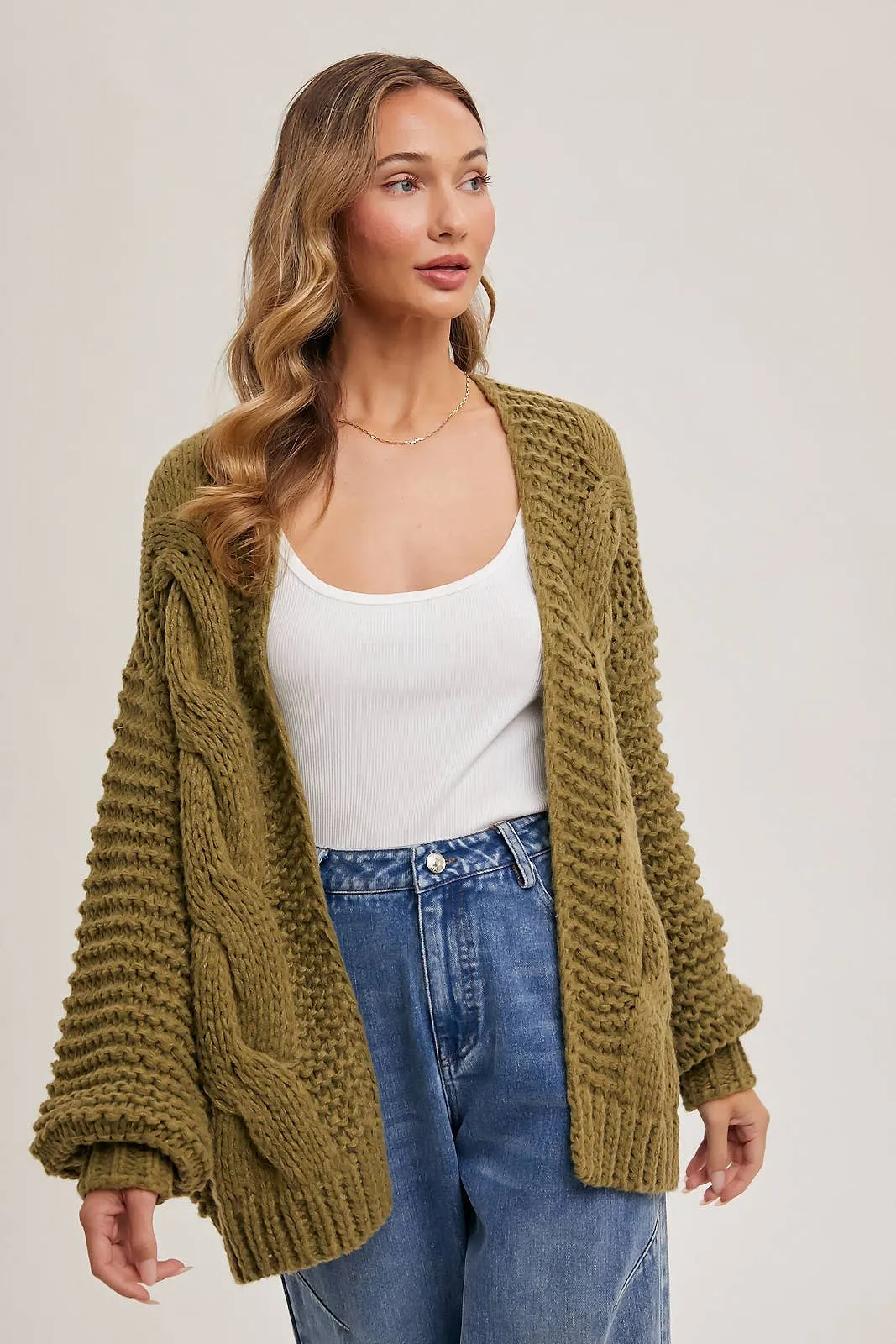 BLUIVY CHUNKY CABLE CARDIGAN