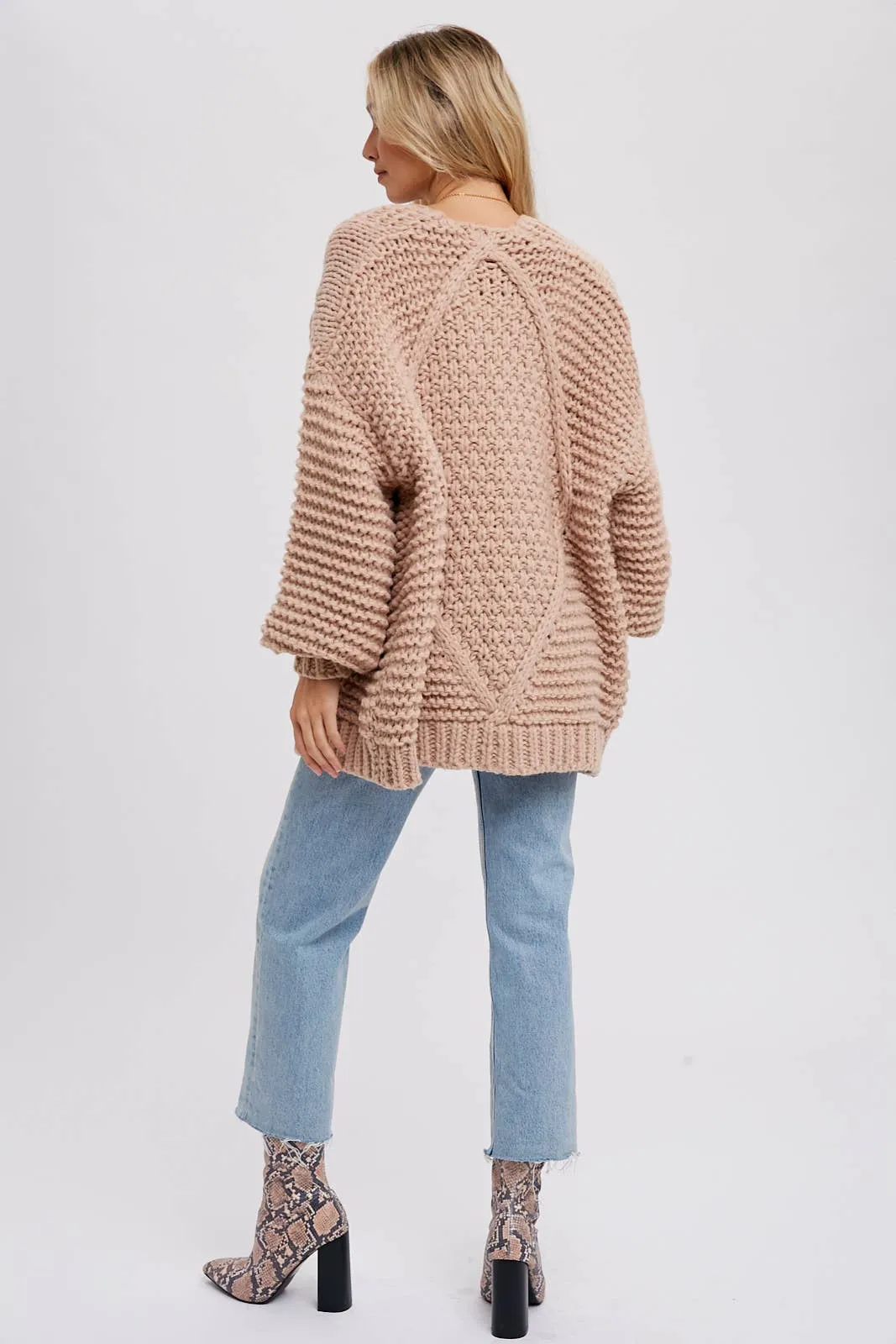 BLUIVY CHUNKY CABLE CARDIGAN