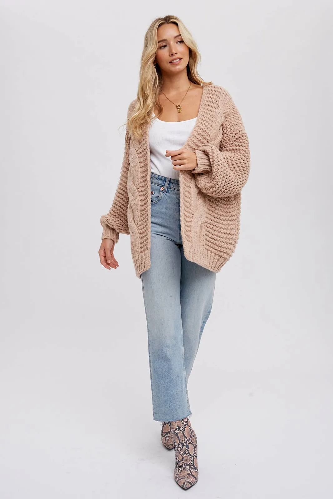 BLUIVY CHUNKY CABLE CARDIGAN