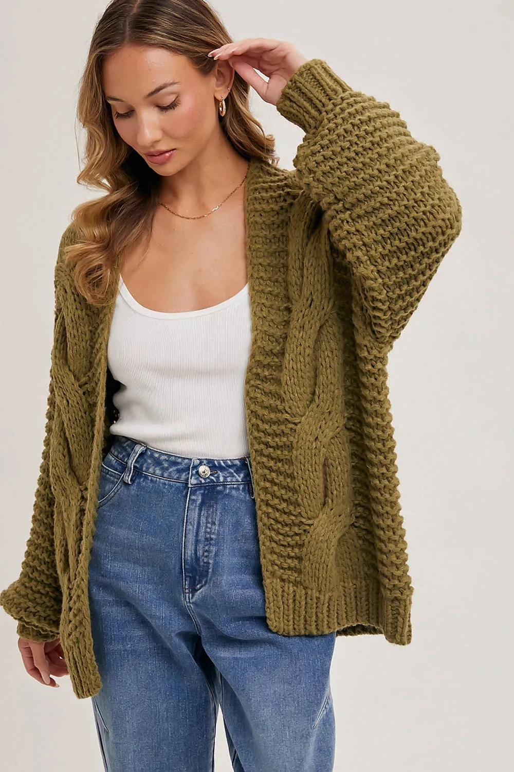 BLUIVY CHUNKY CABLE CARDIGAN