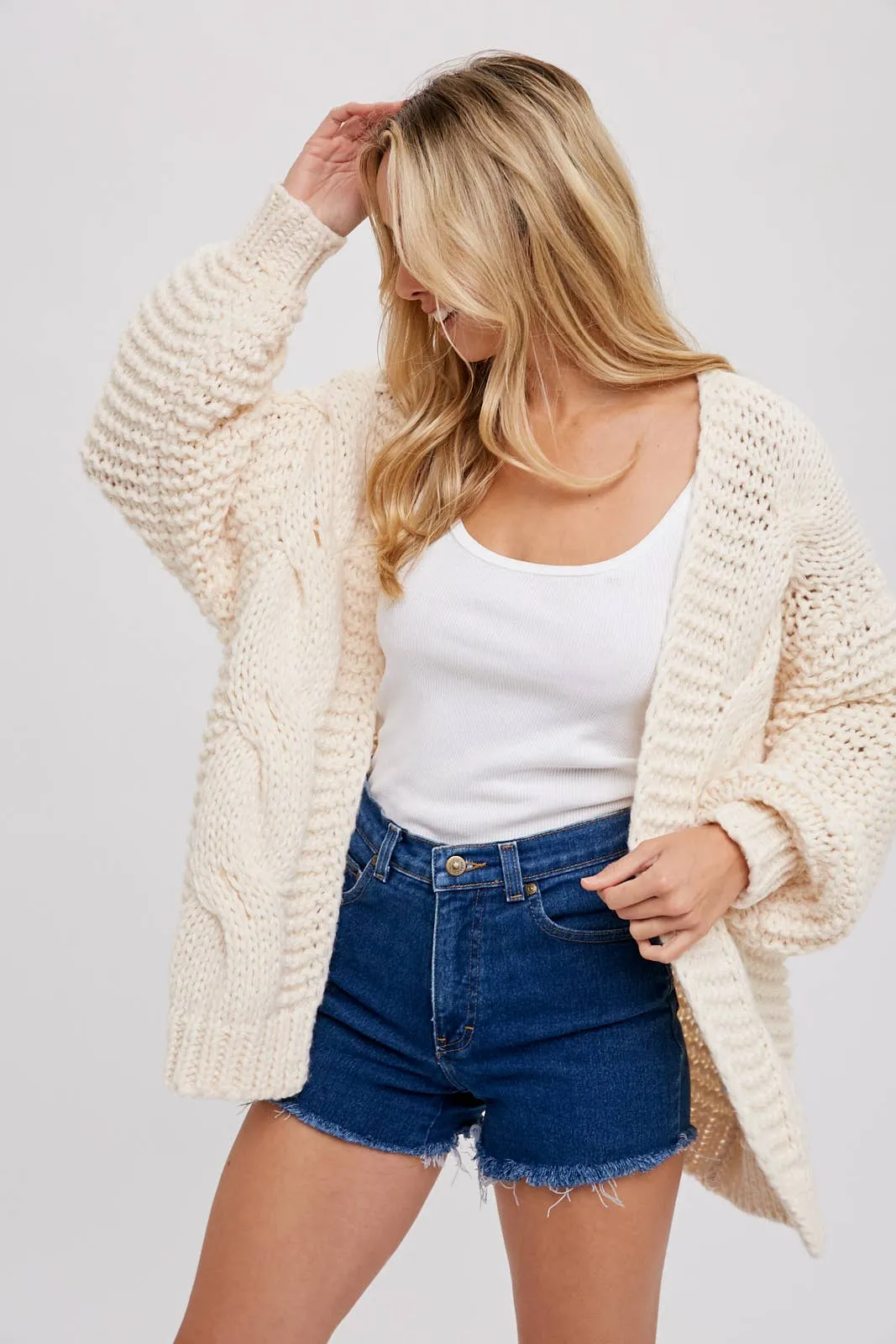 BLUIVY CHUNKY CABLE CARDIGAN