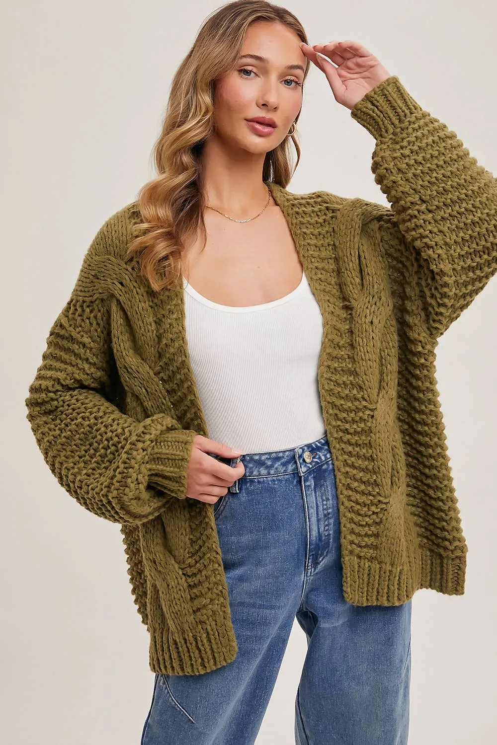 BLUIVY CHUNKY CABLE CARDIGAN