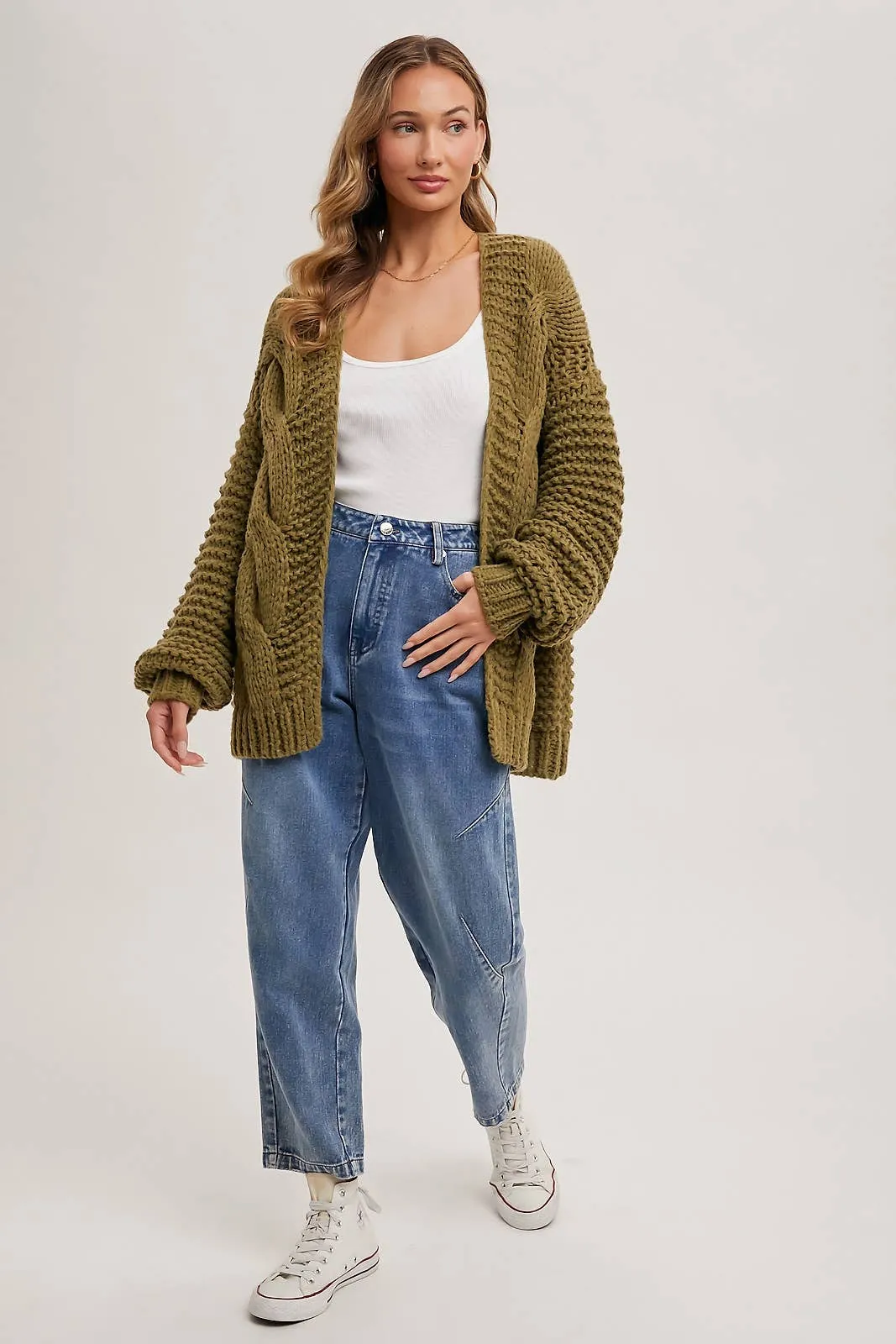 BLUIVY CHUNKY CABLE CARDIGAN