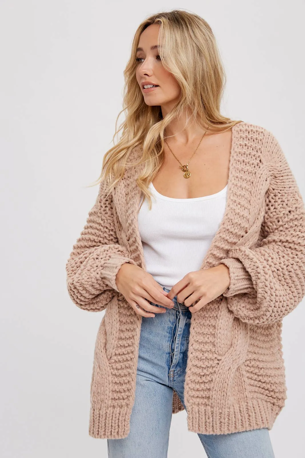 BLUIVY CHUNKY CABLE CARDIGAN