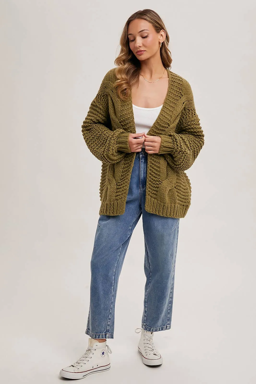 BLUIVY CHUNKY CABLE CARDIGAN