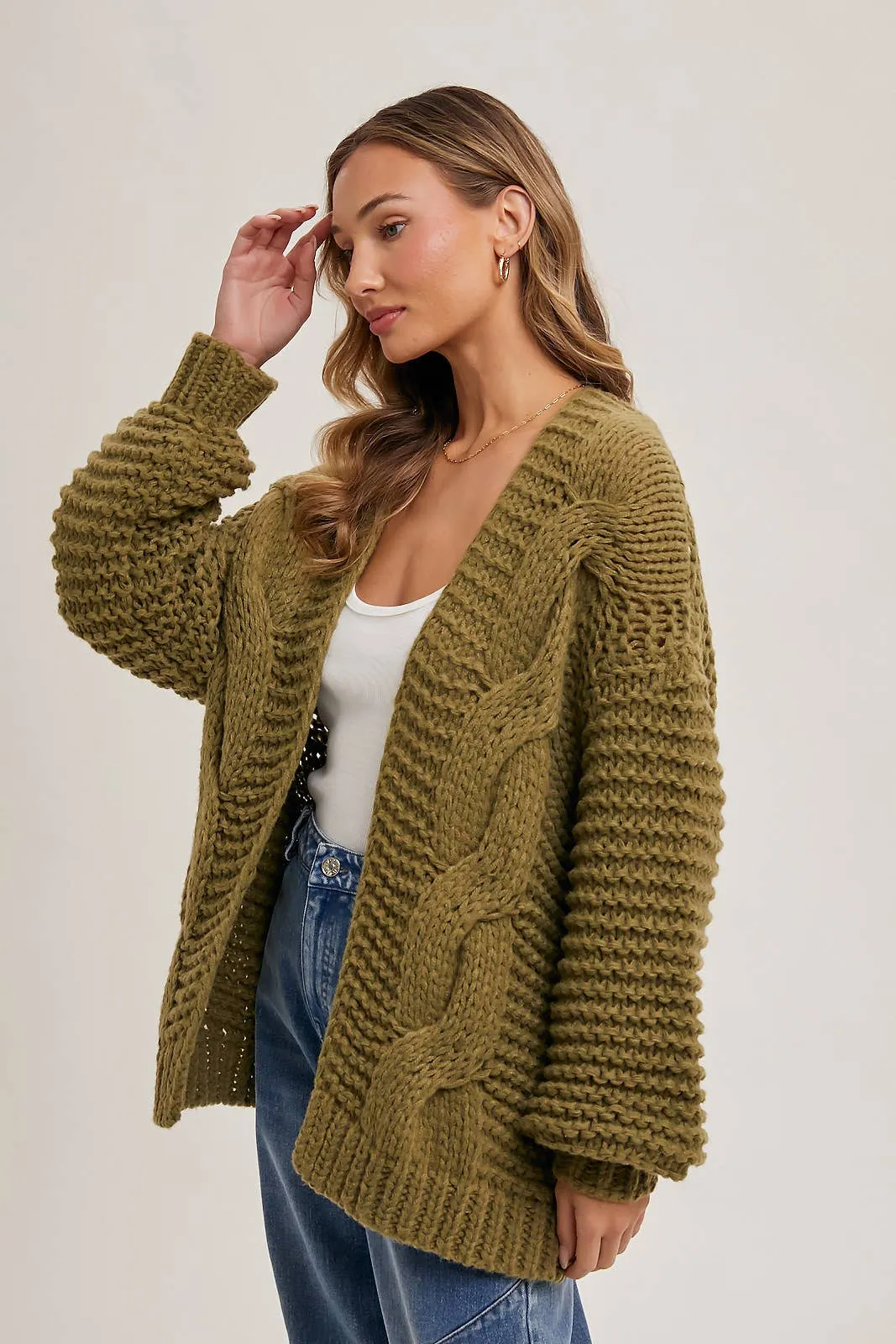 BLUIVY CHUNKY CABLE CARDIGAN