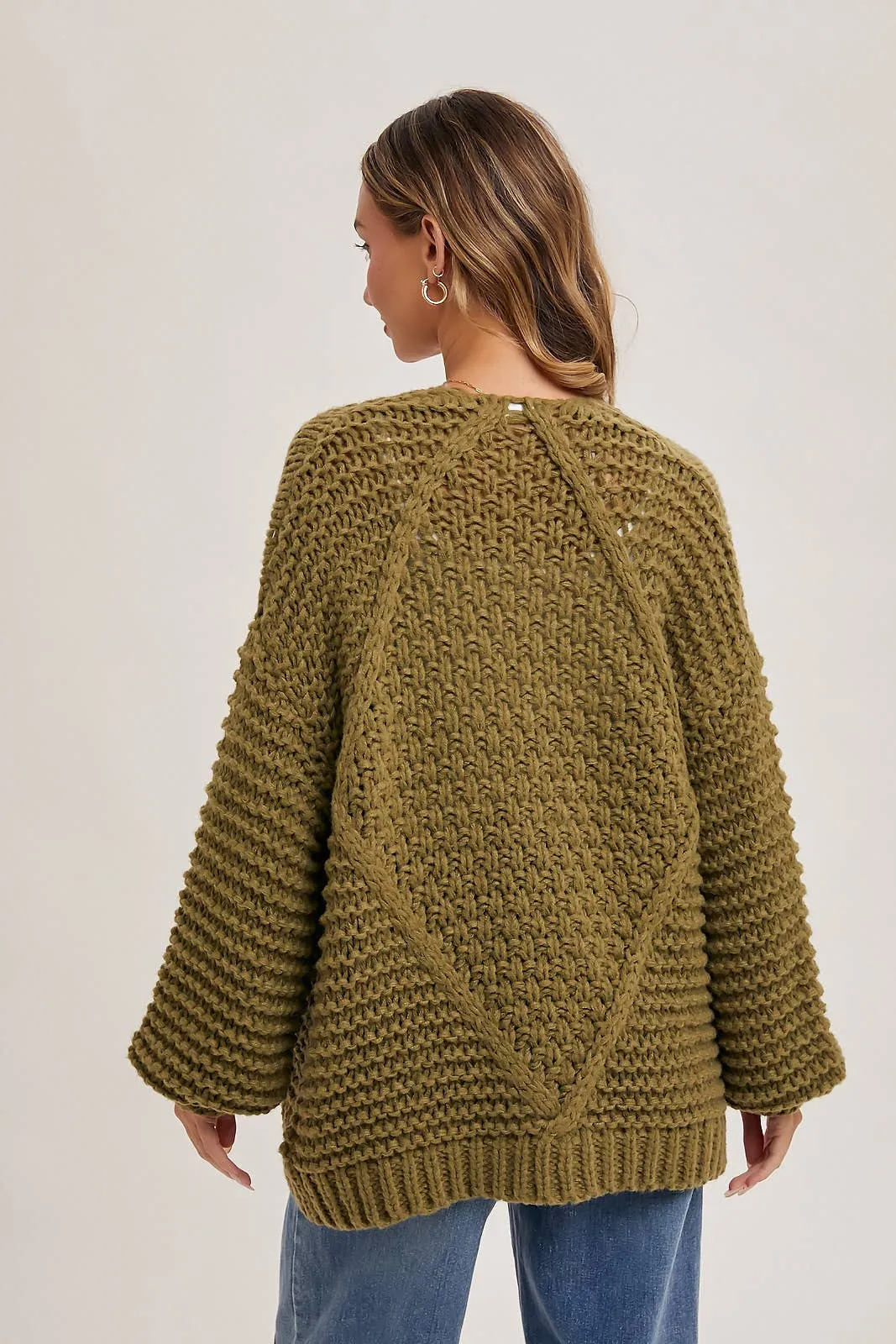 BLUIVY CHUNKY CABLE CARDIGAN