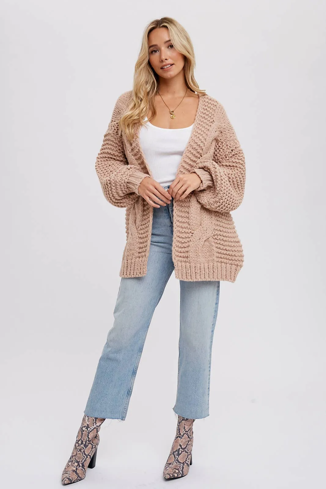 BLUIVY CHUNKY CABLE CARDIGAN