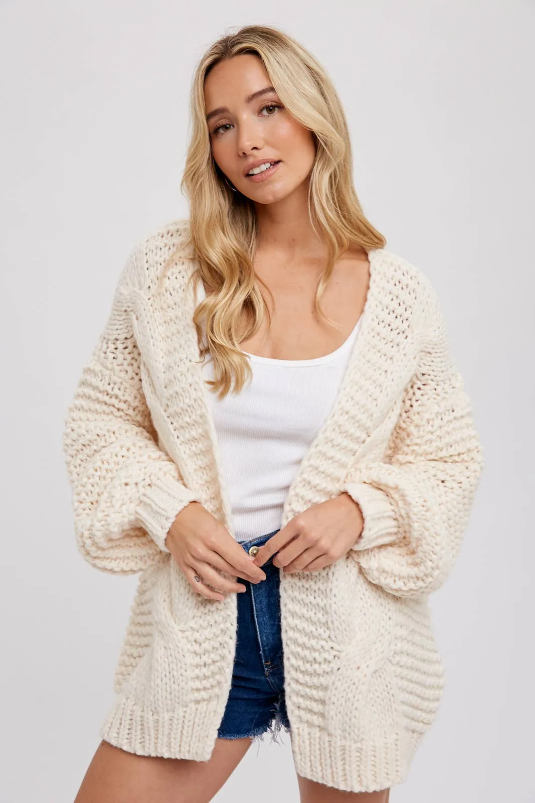 BLUIVY CHUNKY CABLE CARDIGAN