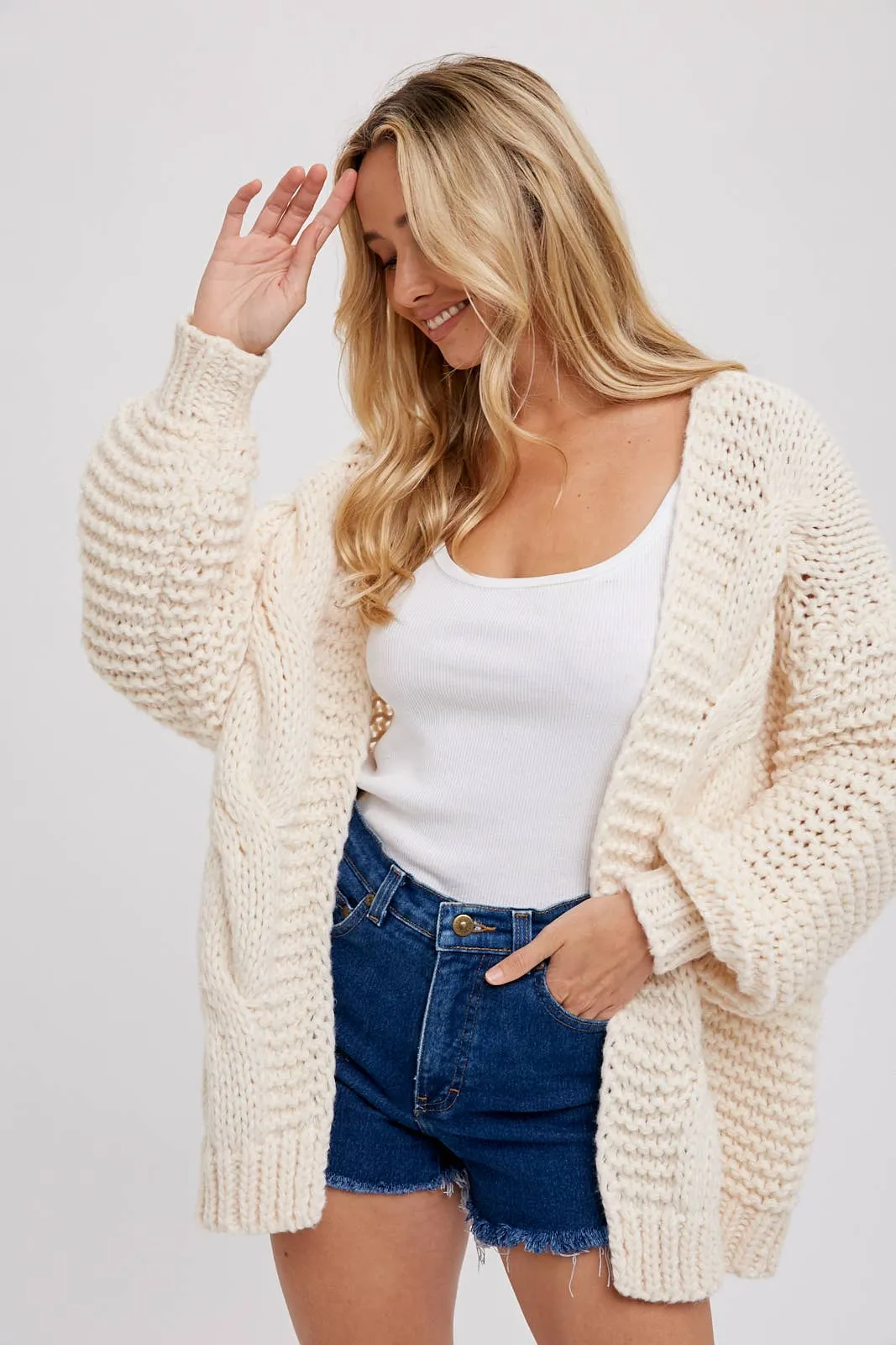 BLUIVY CHUNKY CABLE CARDIGAN