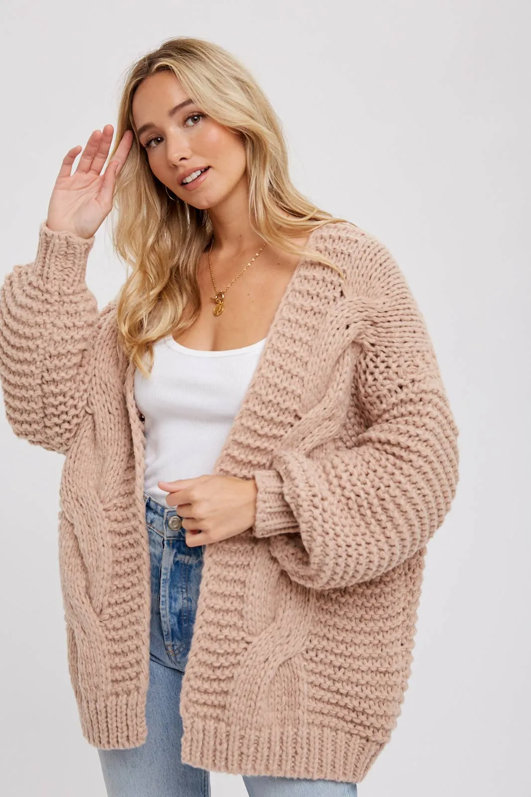 BLUIVY CHUNKY CABLE CARDIGAN