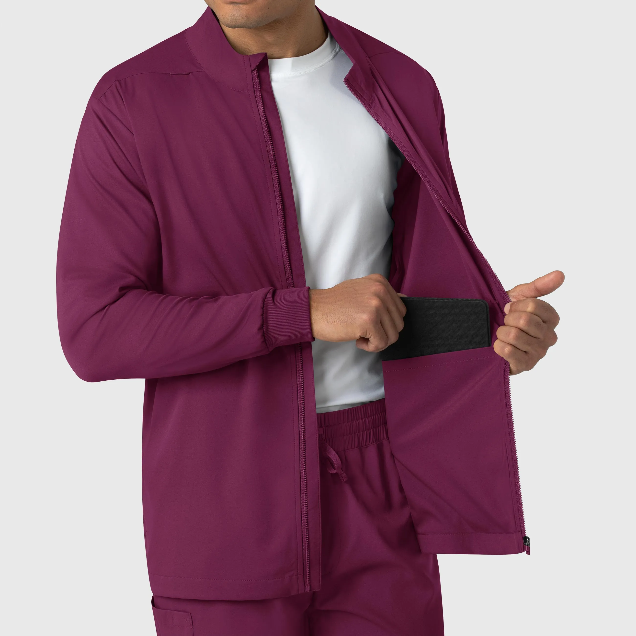 Boundless Men's Warm Up Scrub Jacket - Wine