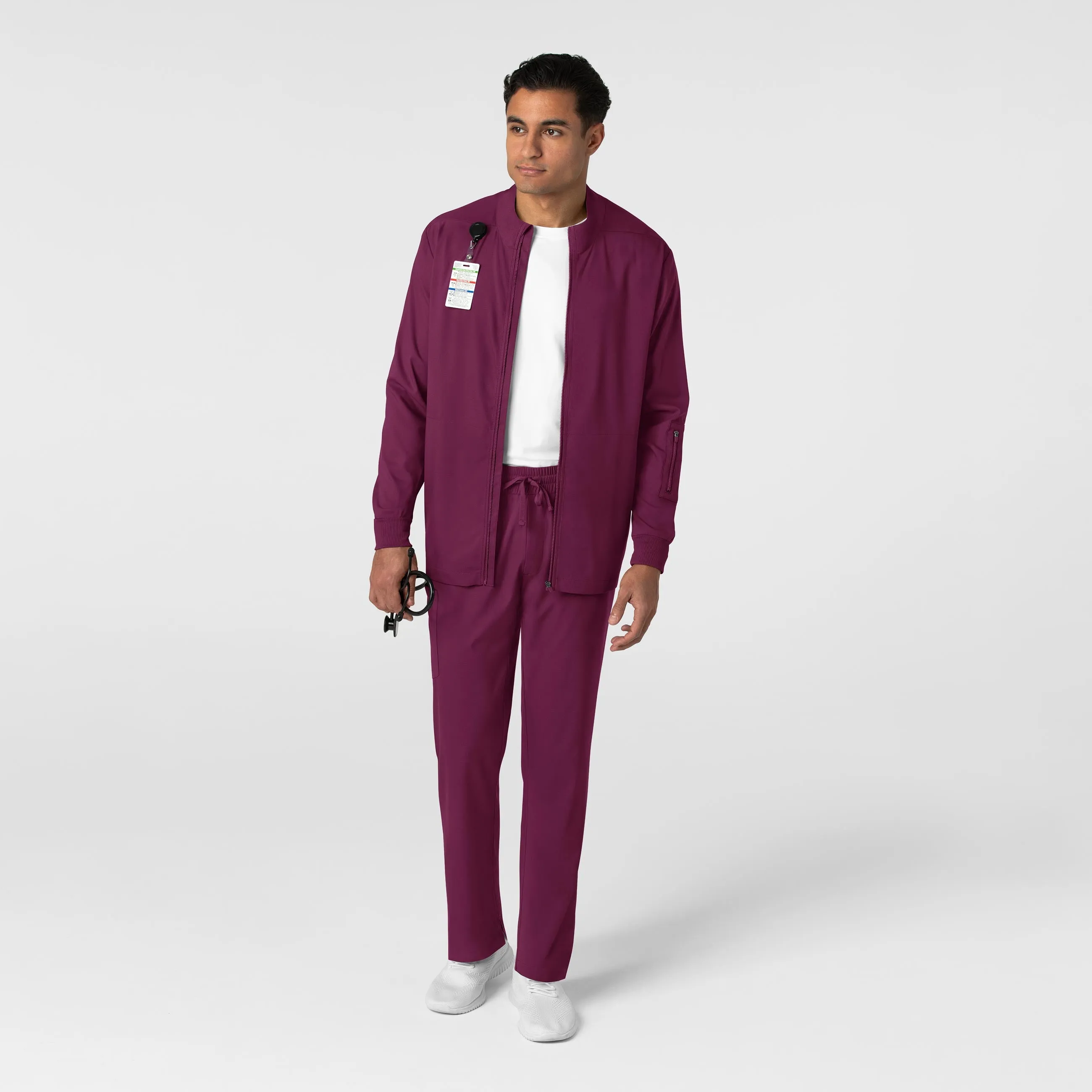 Boundless Men's Warm Up Scrub Jacket - Wine