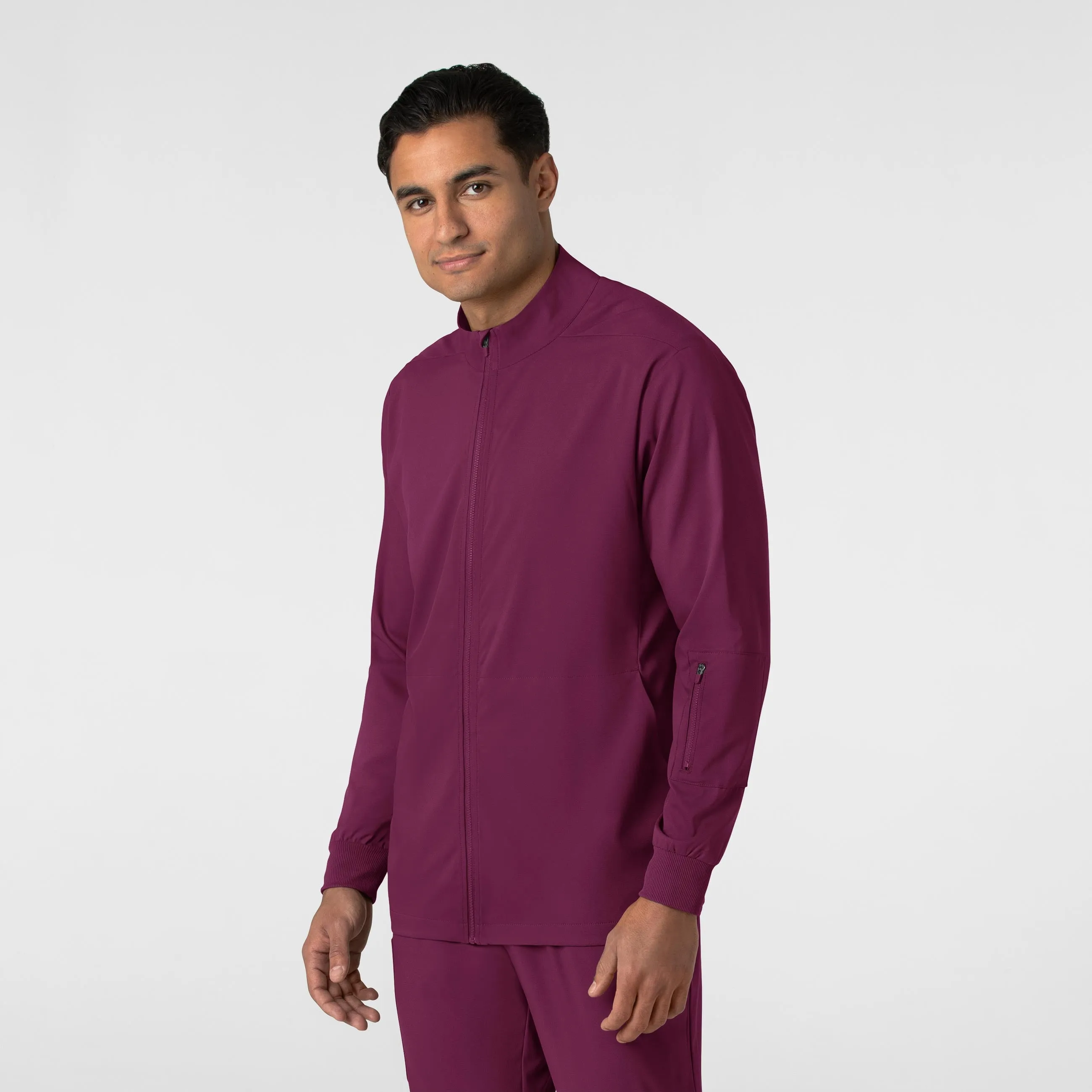 Boundless Men's Warm Up Scrub Jacket - Wine