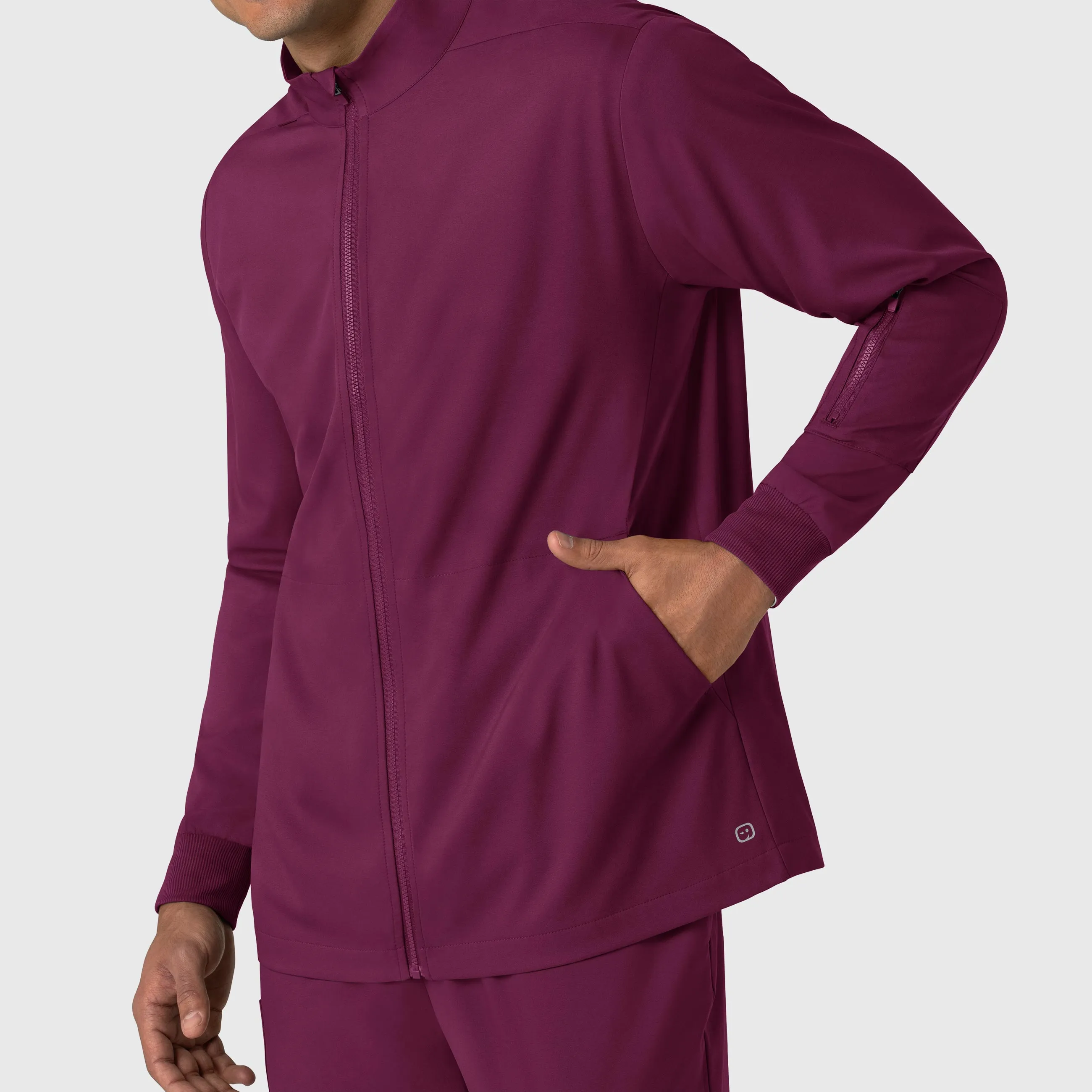 Boundless Men's Warm Up Scrub Jacket - Wine