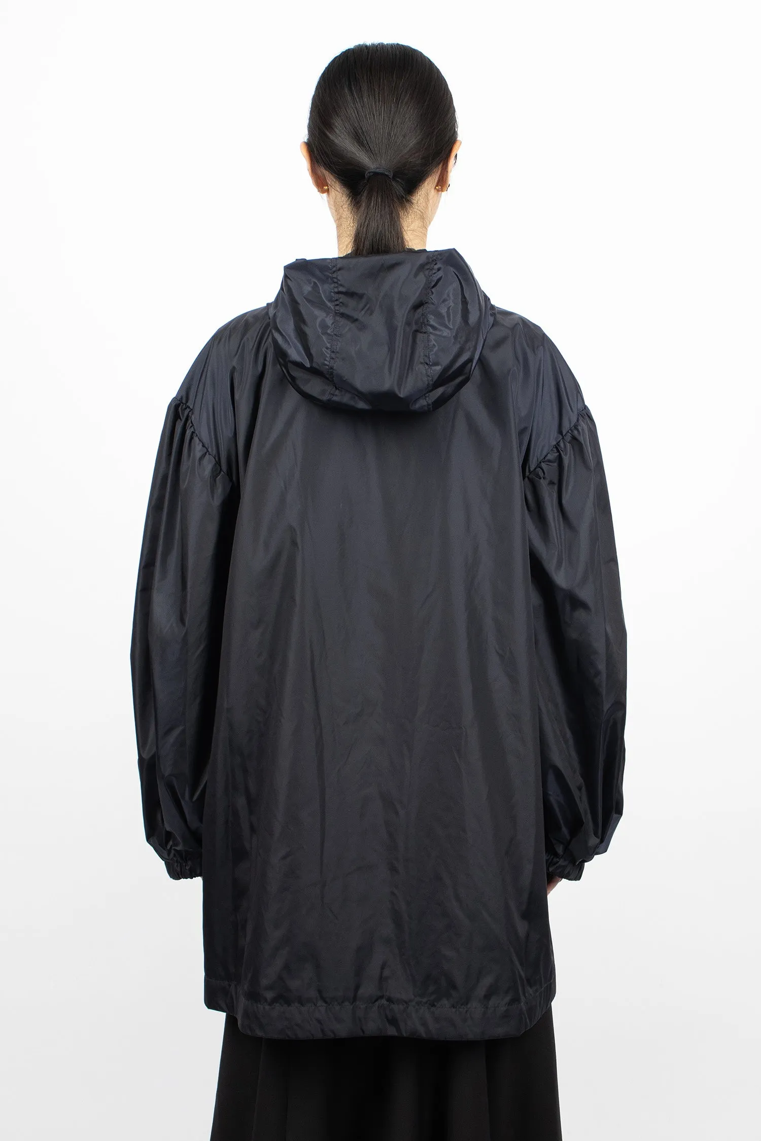 Button Placket Trapeze Parka Navy