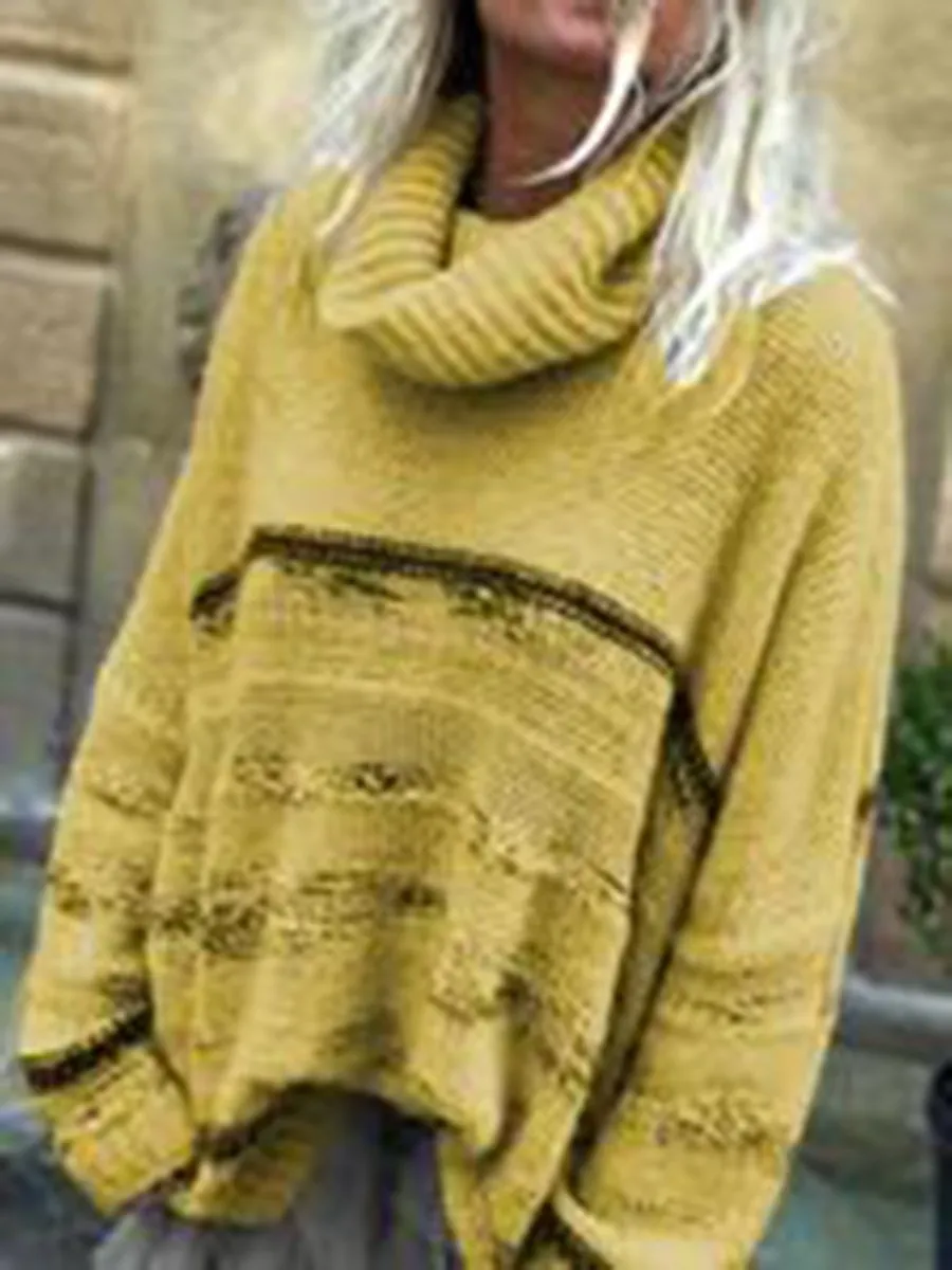 Casual Oversized Cowl Neck Sweater Pullover