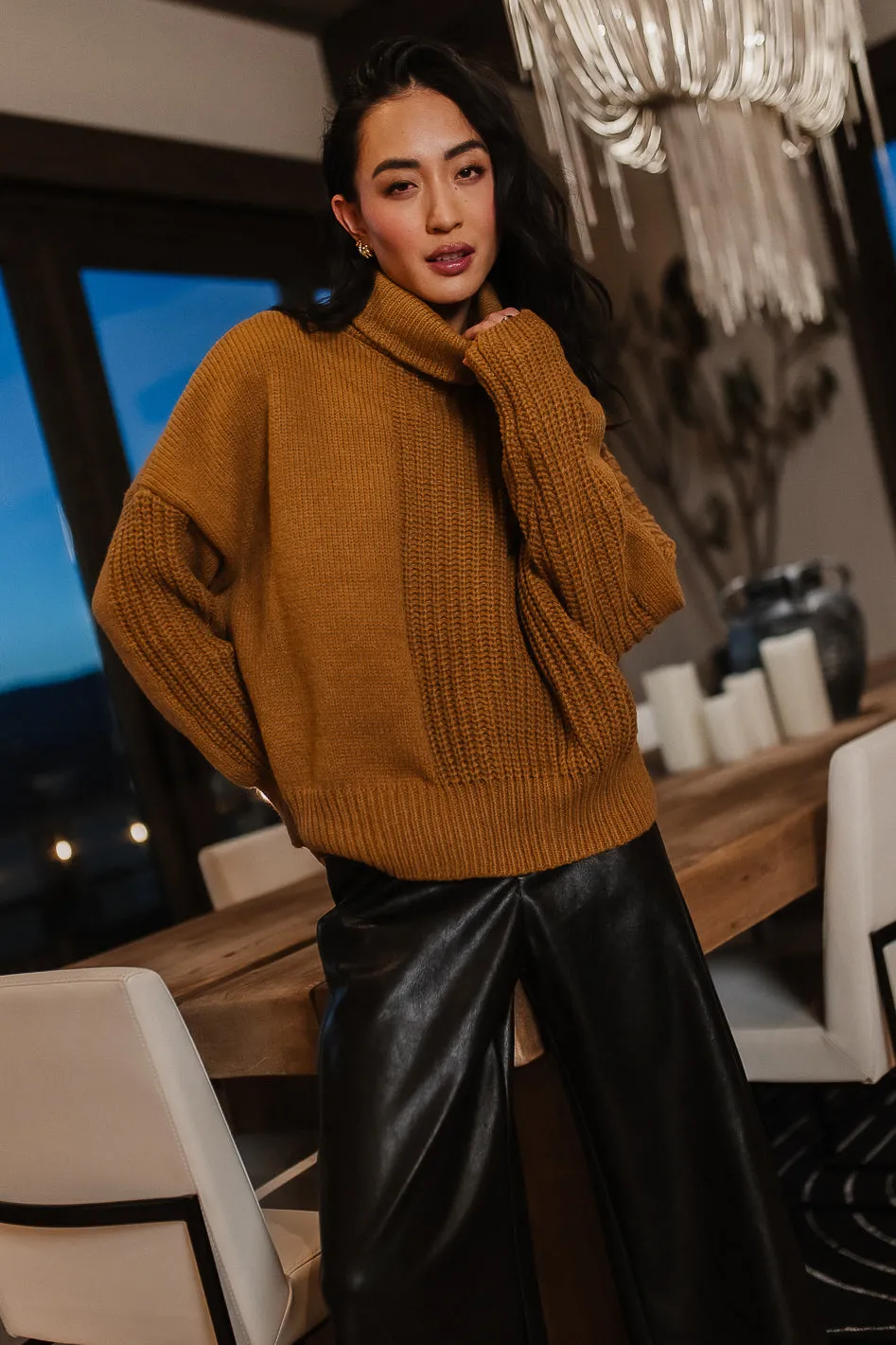 Catherine Turtleneck Sweater in Brown