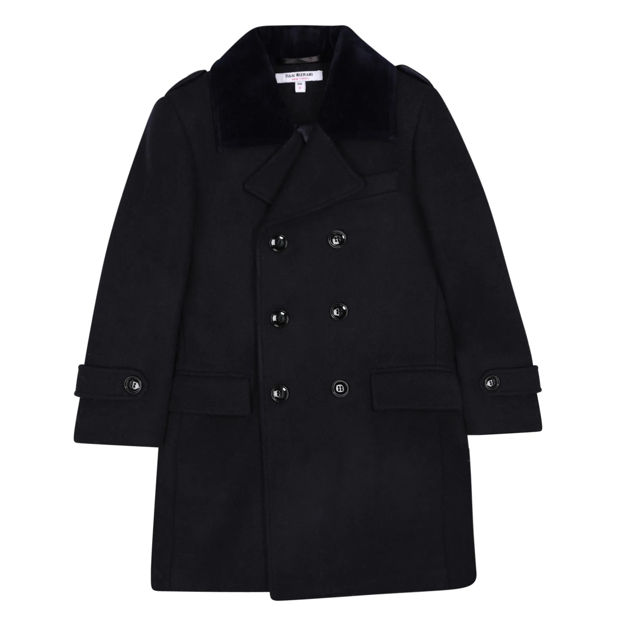 coat wool velvet collar - navy