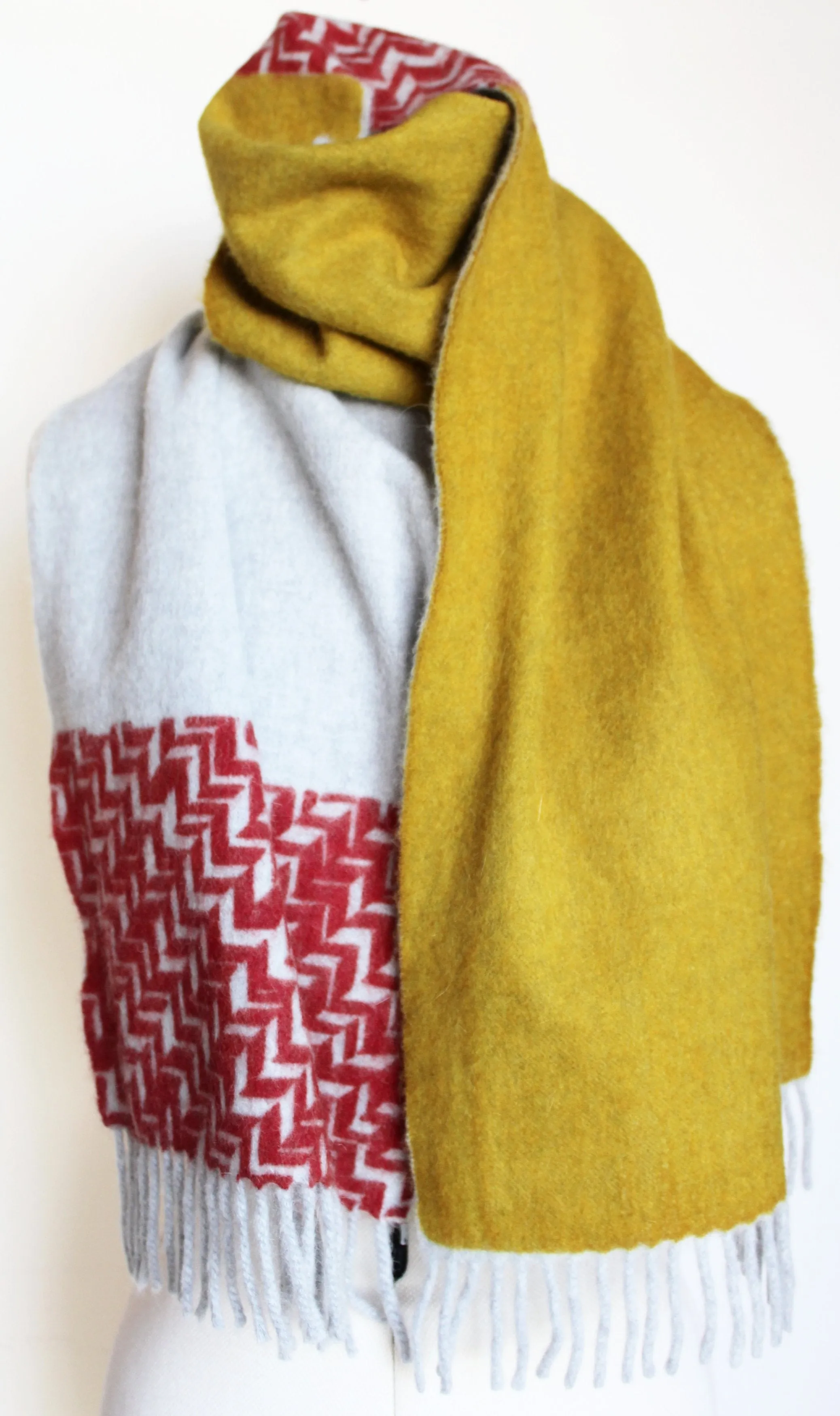 Colour Block hand printed Angora Wool scarf - Staffa 12