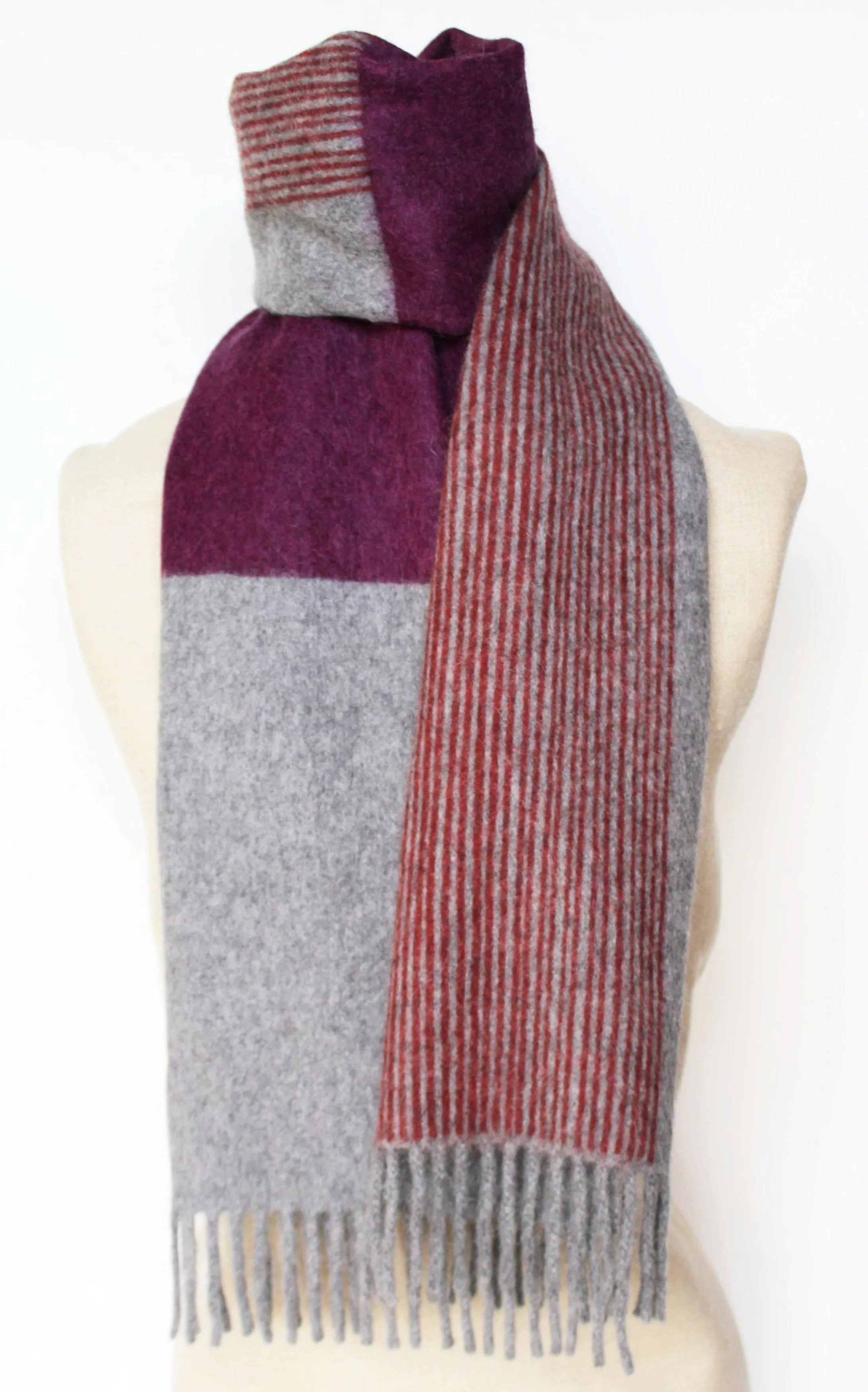 Colour Block hand printed Angora Wool scarf - Staffa 5 menswear