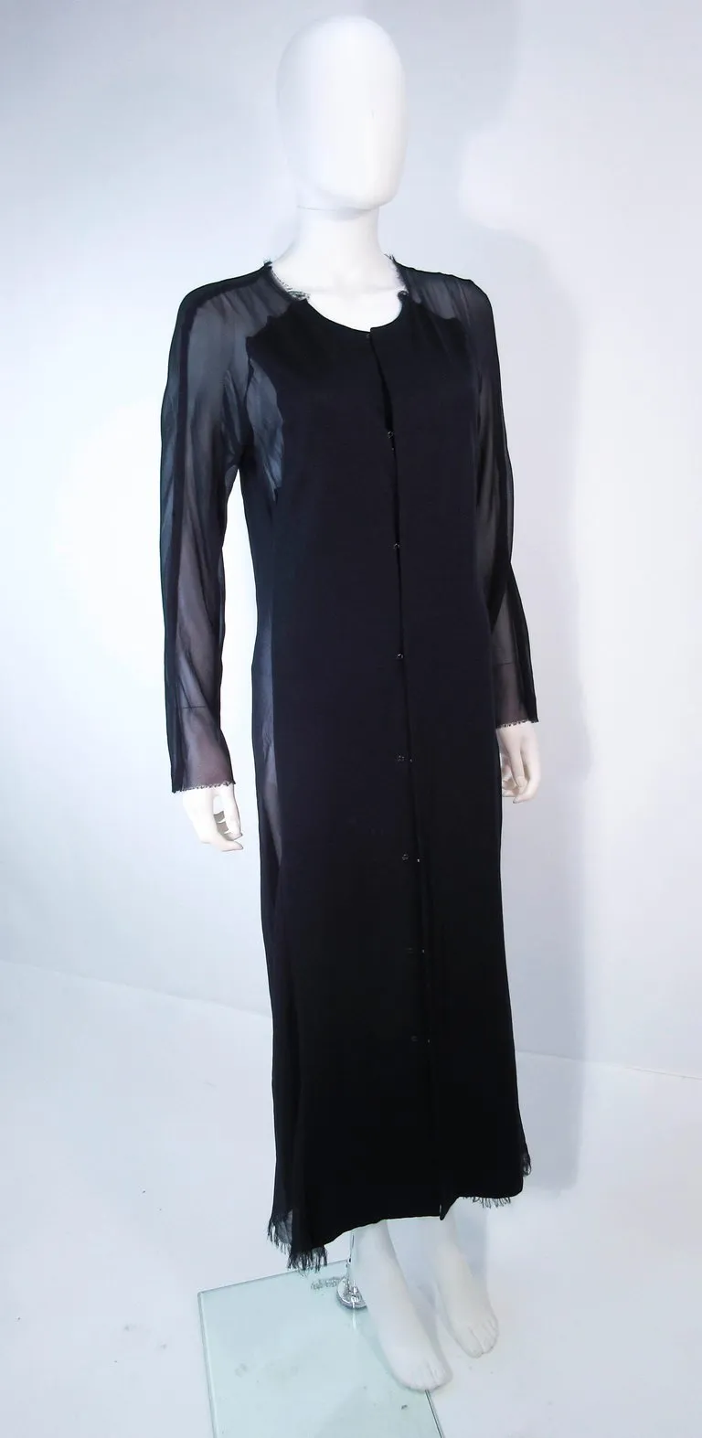 COMME DES GARÇONS Navy and Chiffon Wool Coat Size M