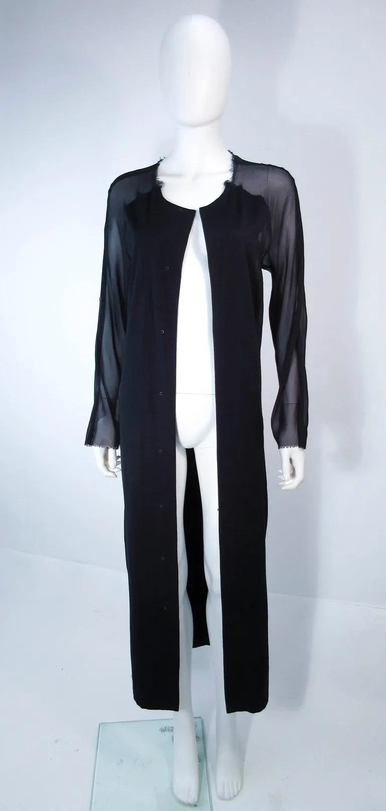 COMME DES GARÇONS Navy and Chiffon Wool Coat Size M