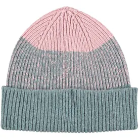 Dusky Pink & Sea Green Marl Ribbed Lambswool Unisex Beanie