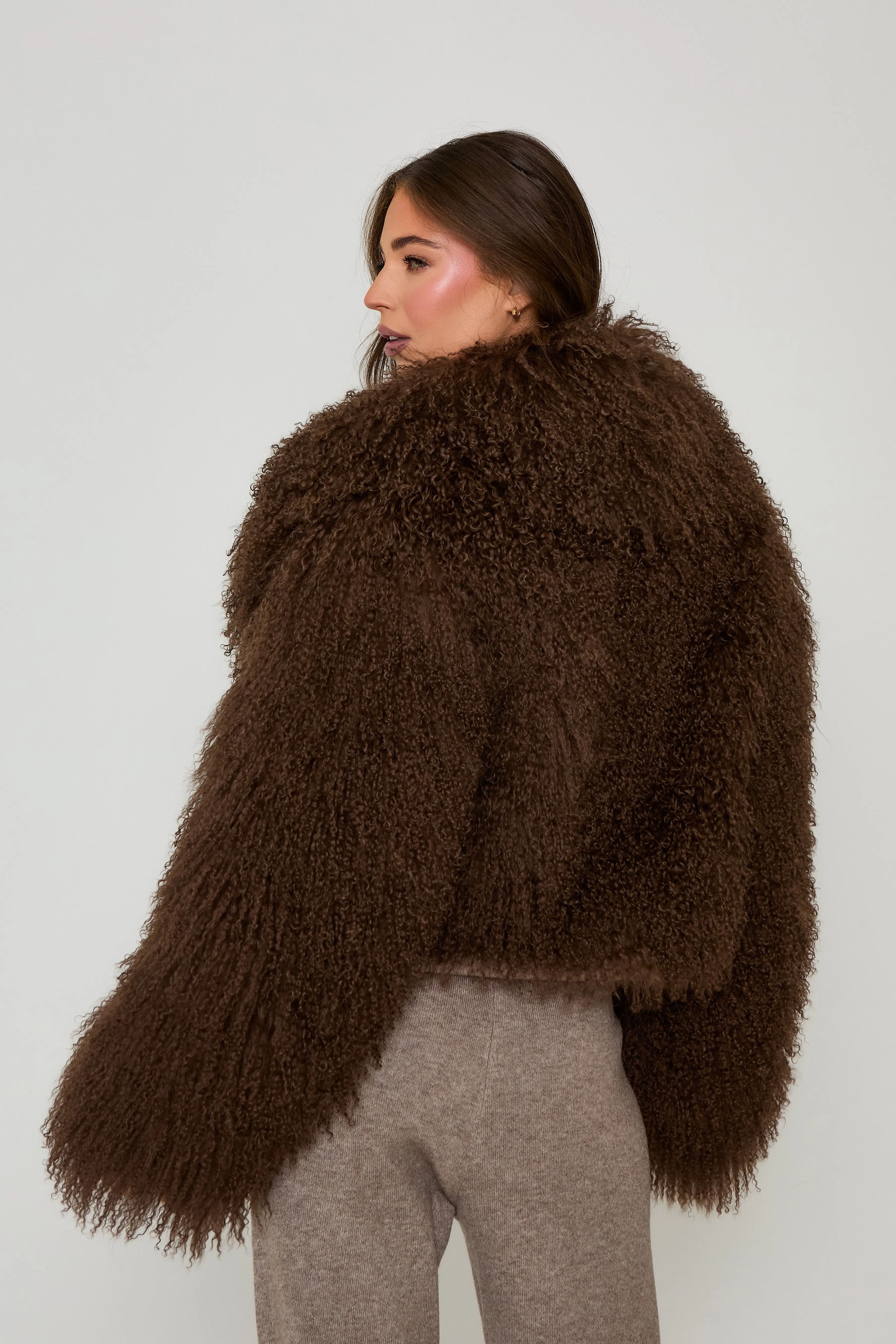 Elsa Cropped Mongolian Fur Coat