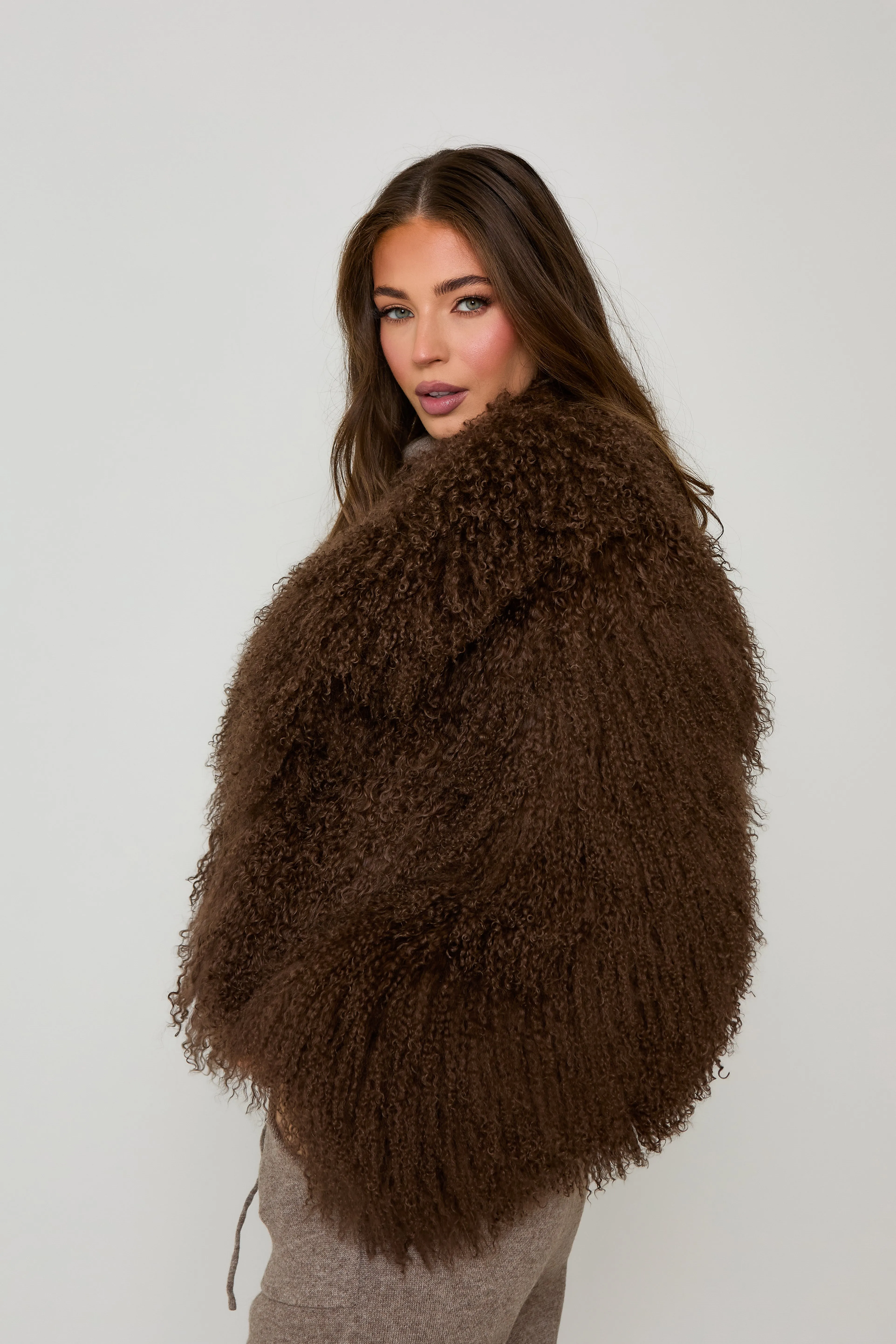 Elsa Cropped Mongolian Fur Coat