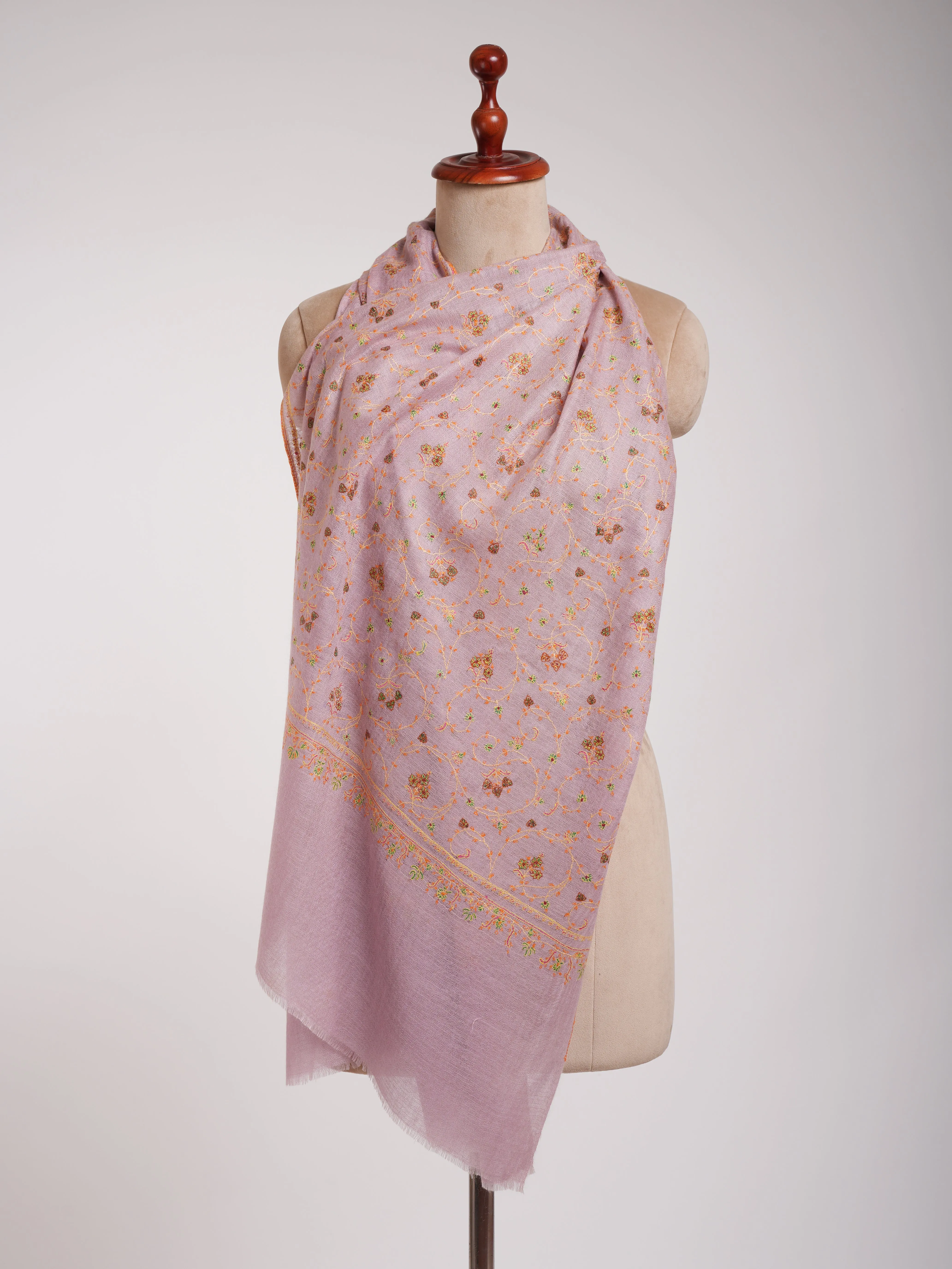 Floral Embroidered Indian Cashmere Pashmina Scarf