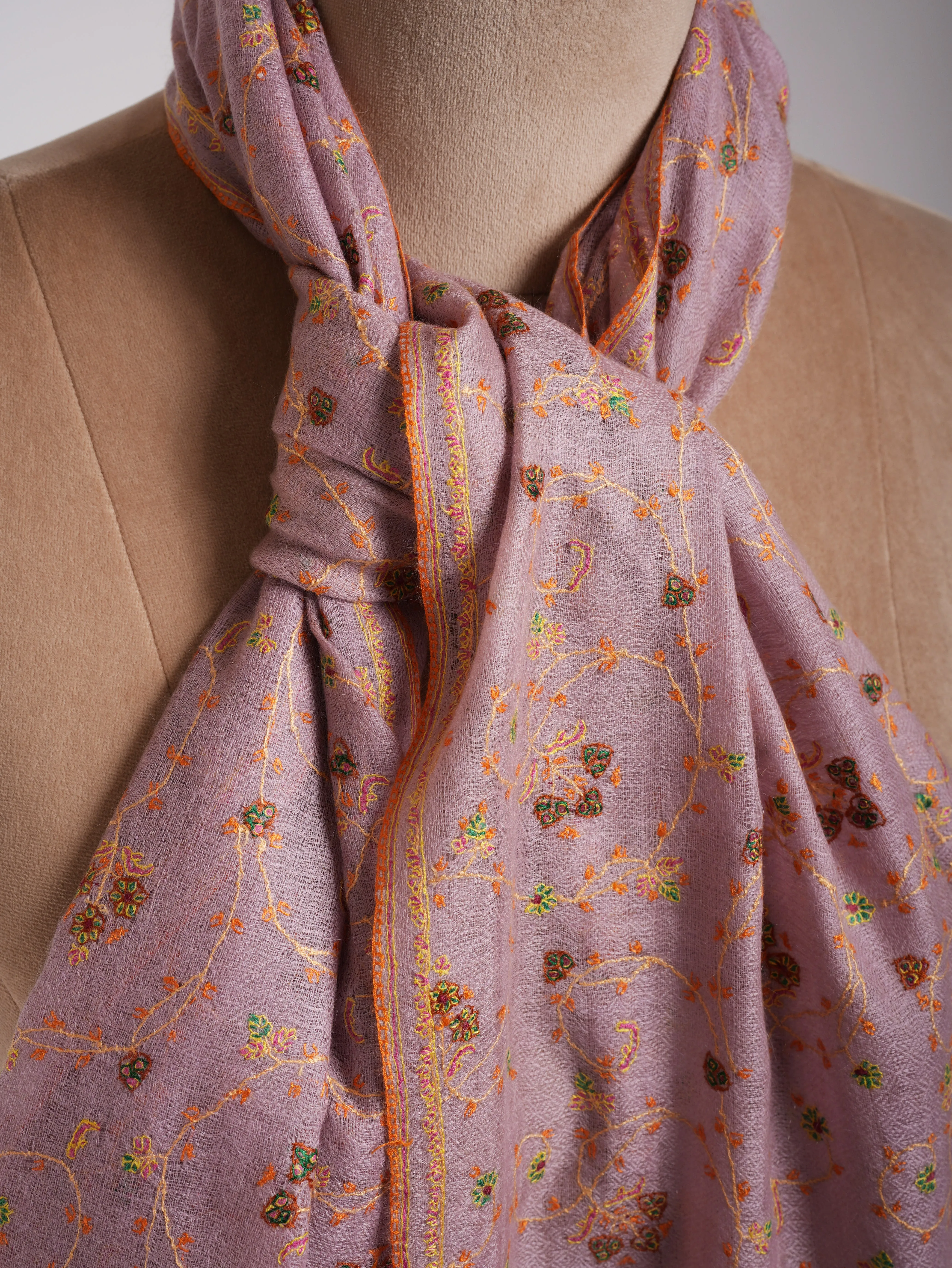 Floral Embroidered Indian Cashmere Pashmina Scarf