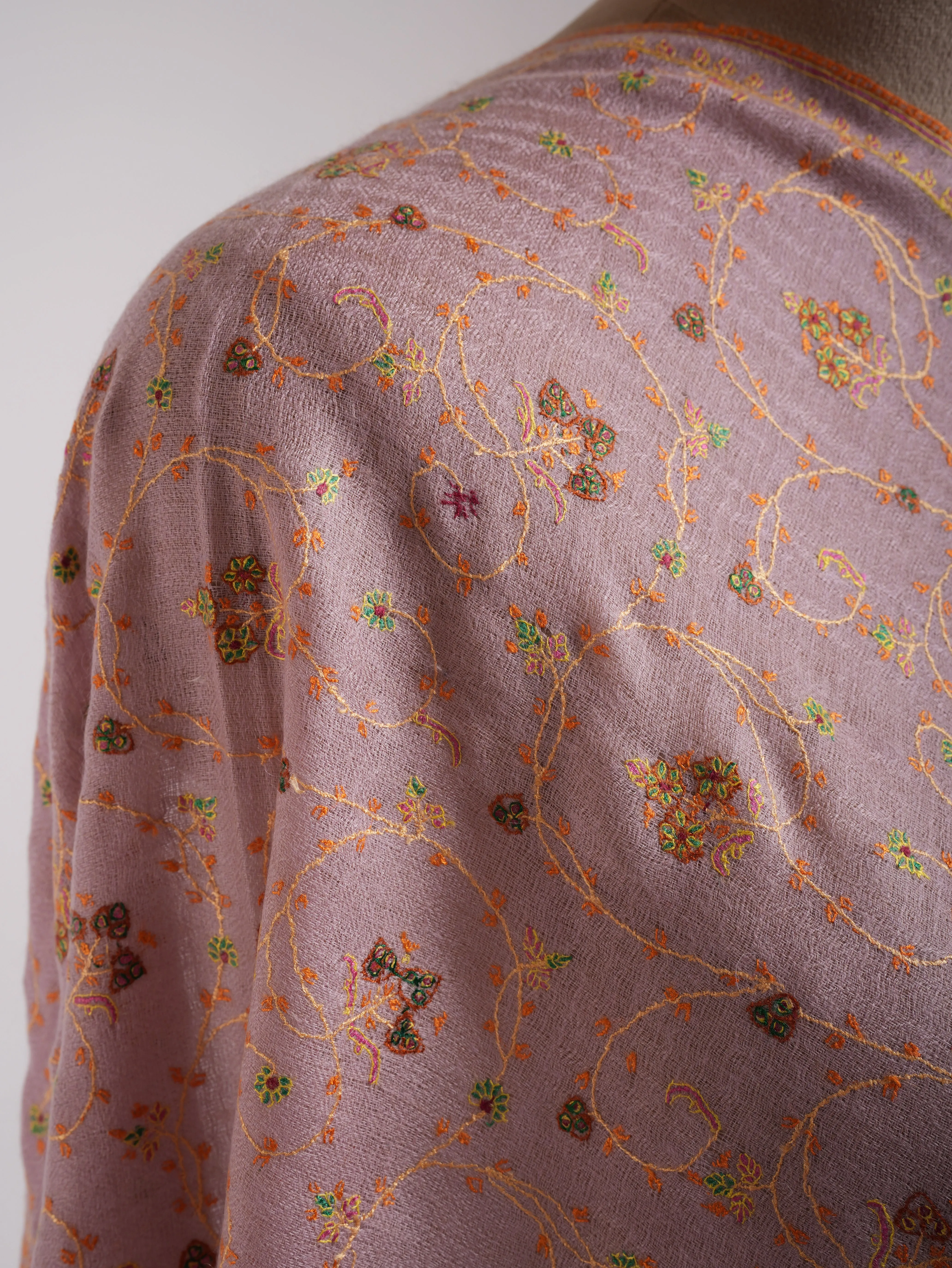 Floral Embroidered Indian Cashmere Pashmina Scarf