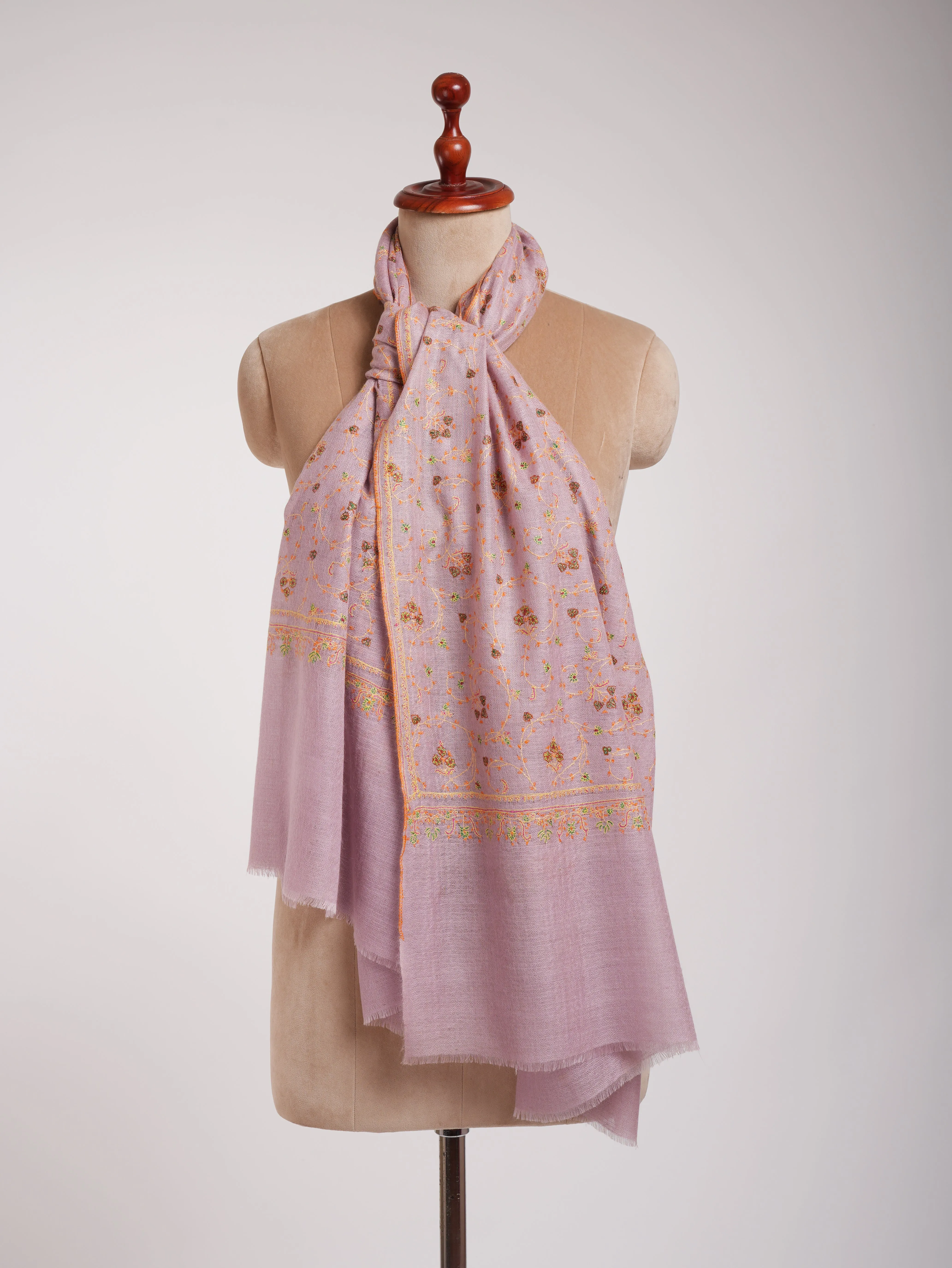 Floral Embroidered Indian Cashmere Pashmina Scarf