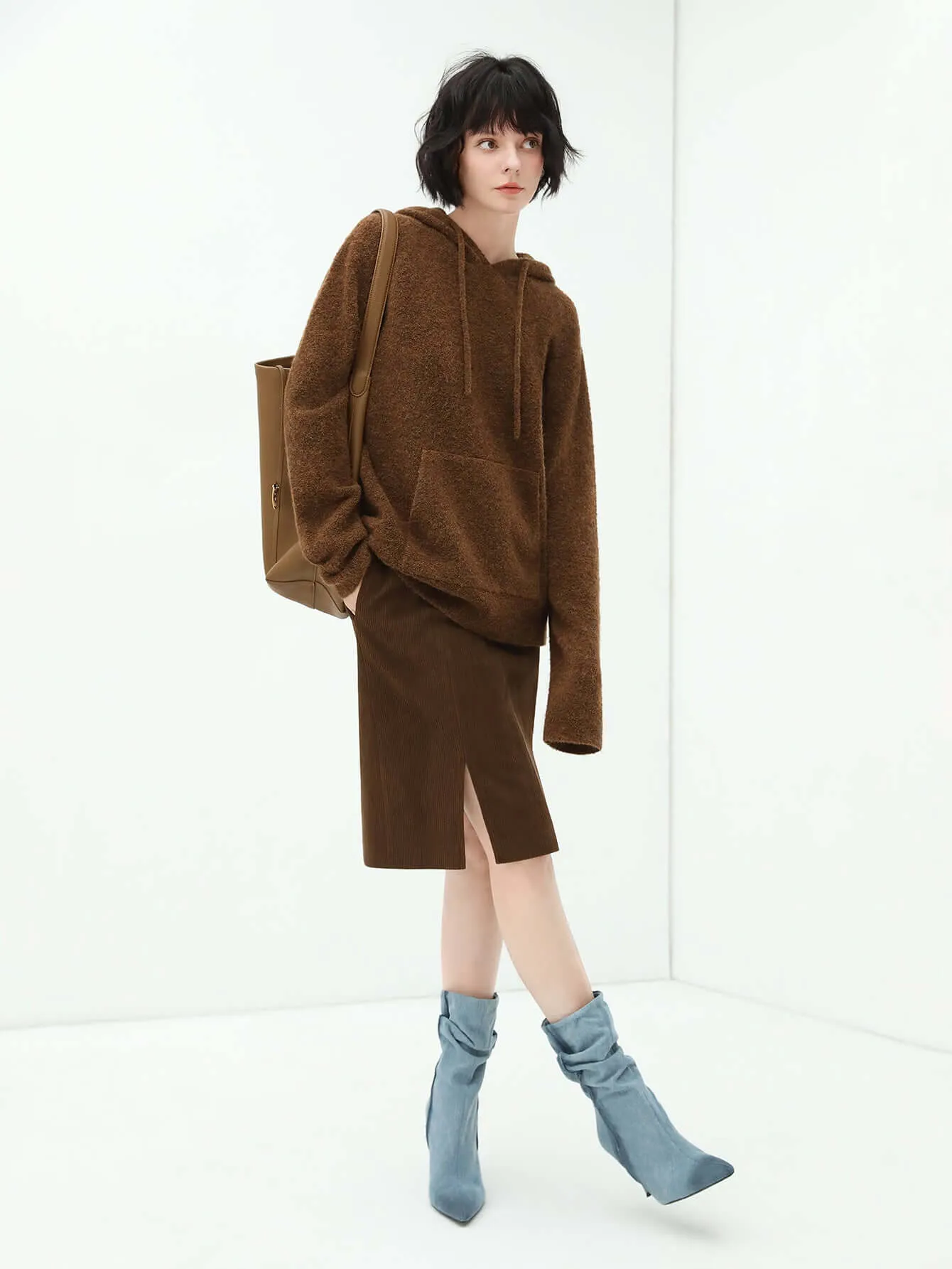 Fluffy Brown Hooded Sweater