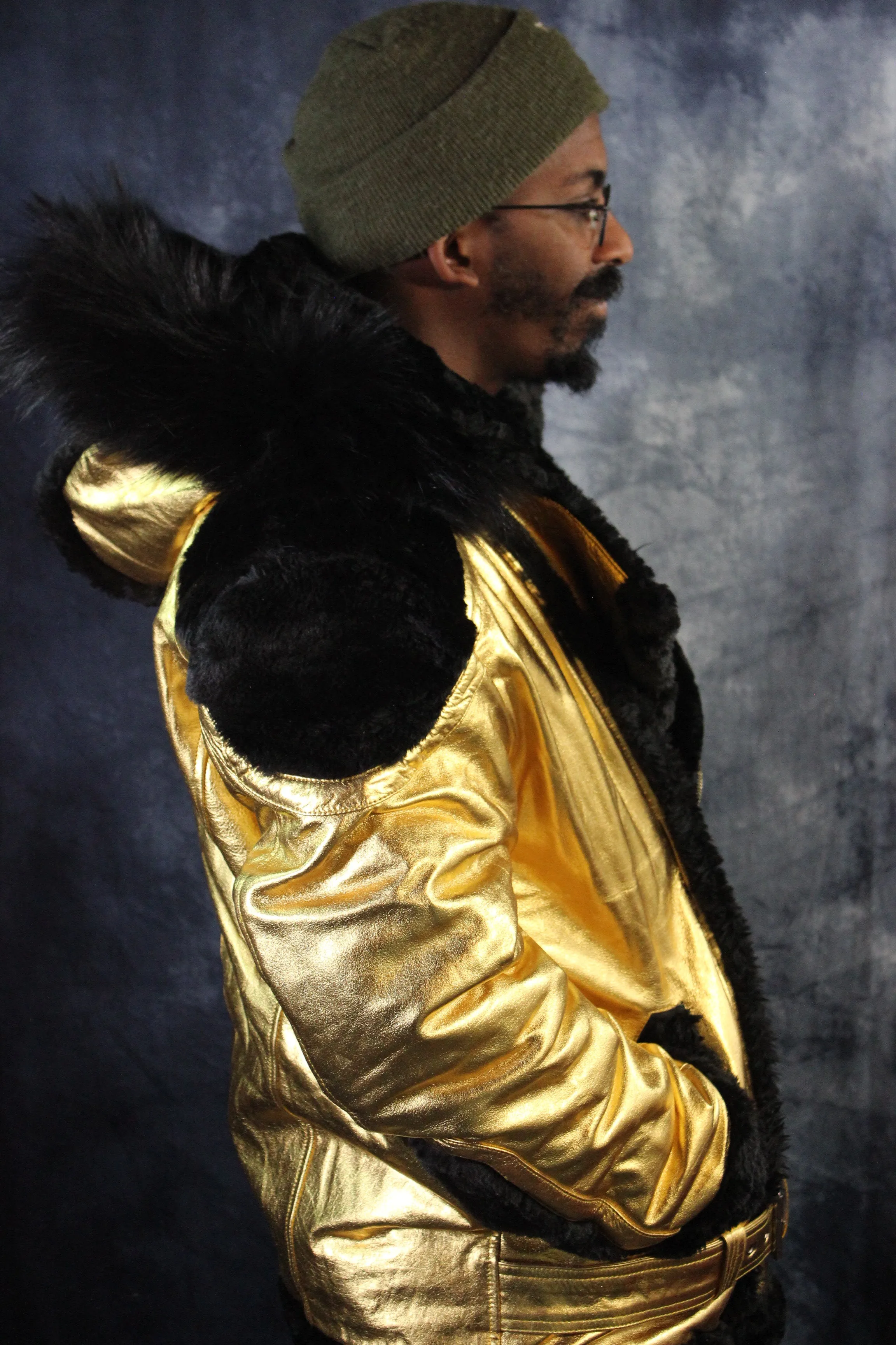 Gold Leather and Fur Jacket by Otter and The Fox