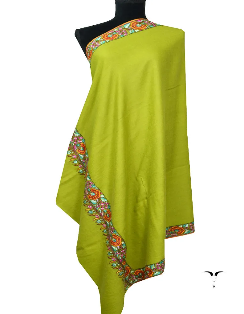 Green Embroidery Pashmina Shawl 7307