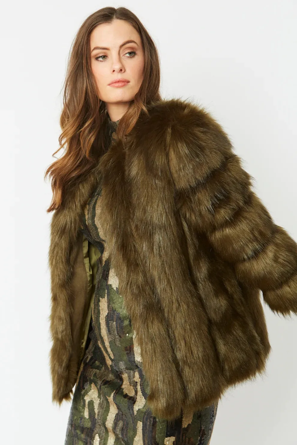 Green Faux Fur Coat