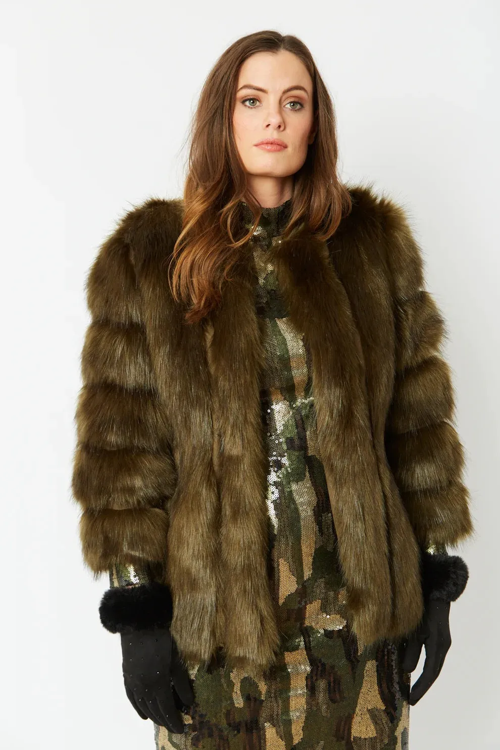 Green Faux Fur Coat