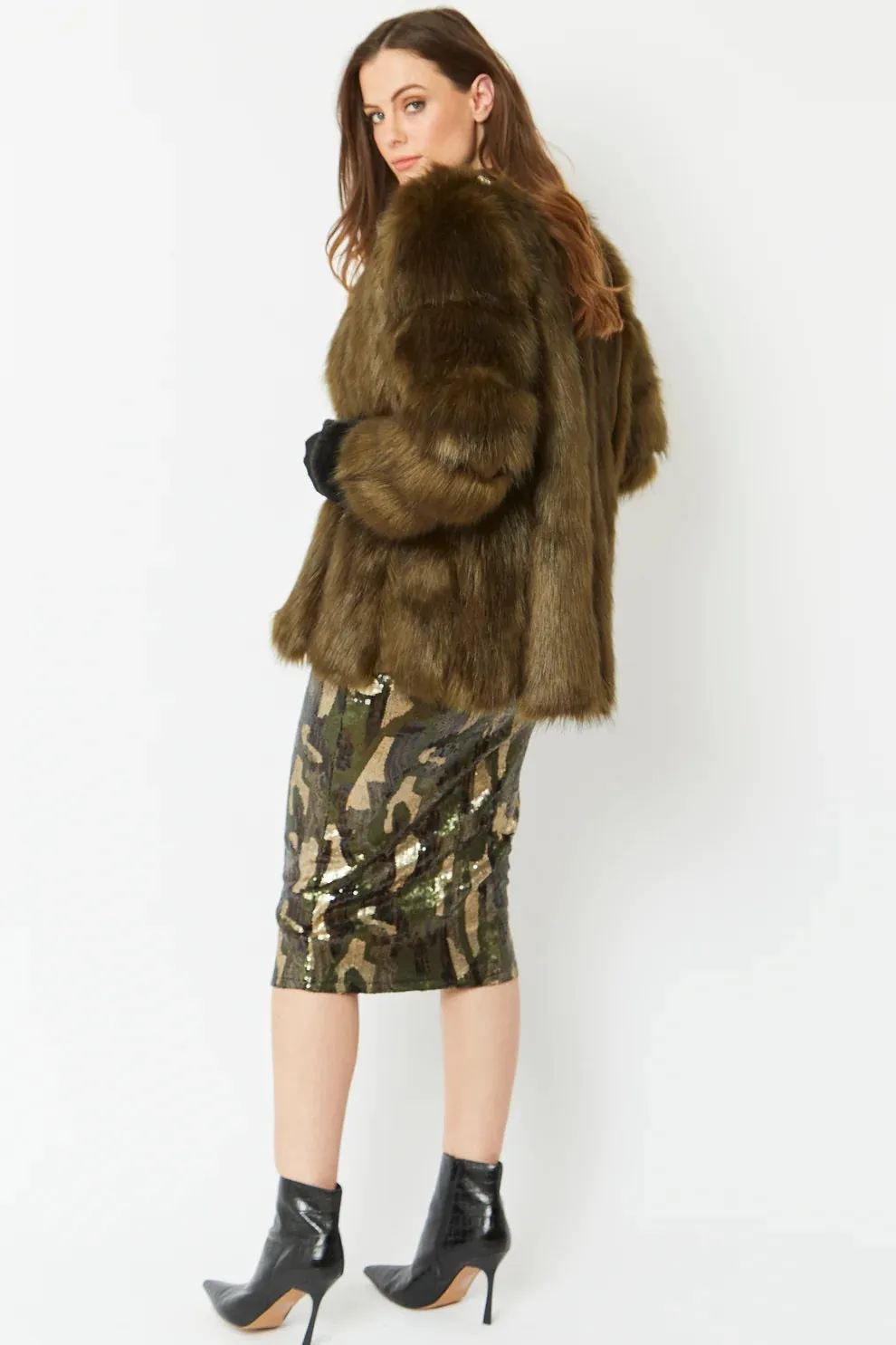 Green Faux Fur Coat