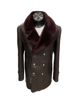 JAKEWOOD Sheepskin Shearling Nappa Finish Trench Coat (Brown)